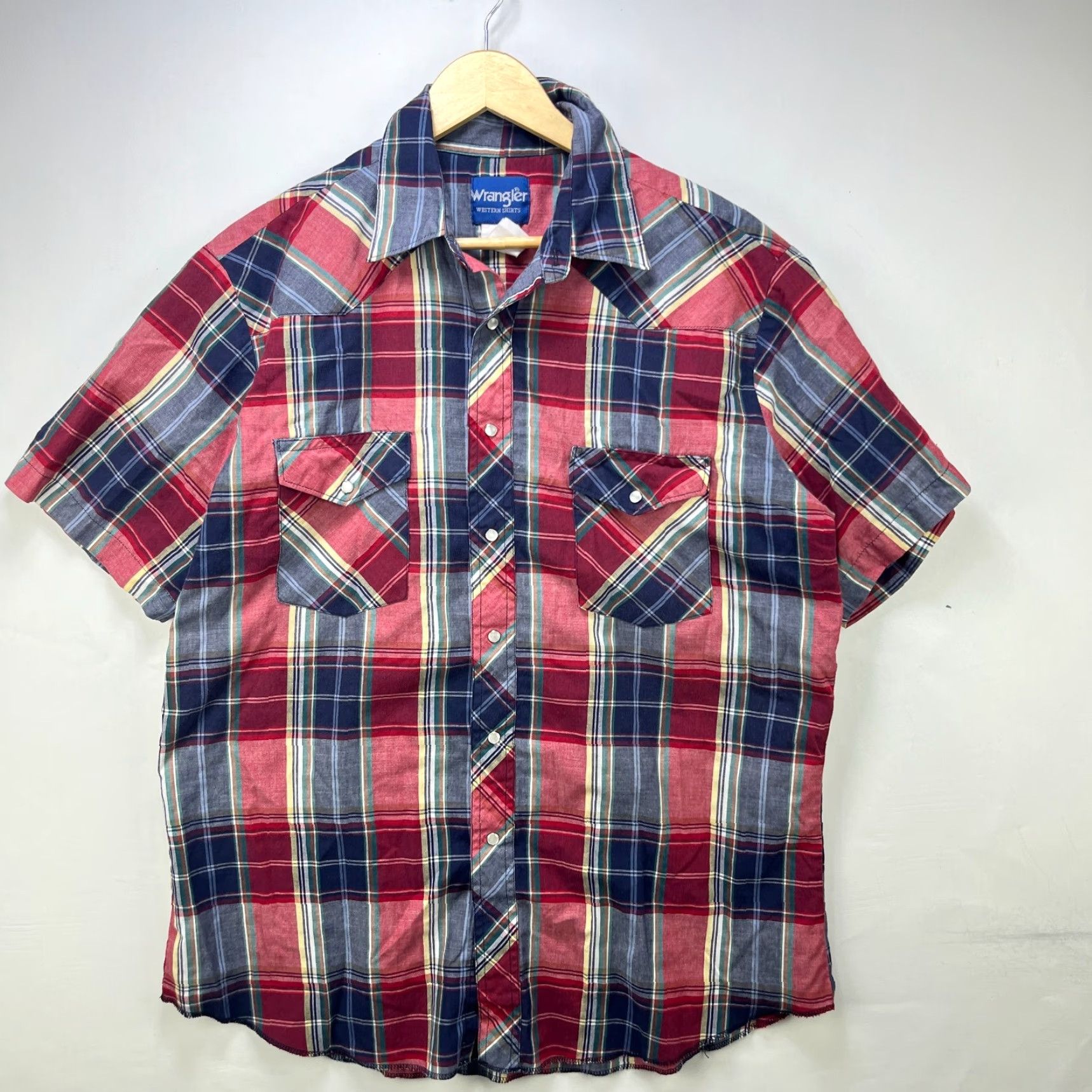 Wrangler VINTAGE Wrangler Pro Snap Short Sleeve Western Plaid Shirt L Size US L / EU 52-54 / 3 - 2 Thumbnail