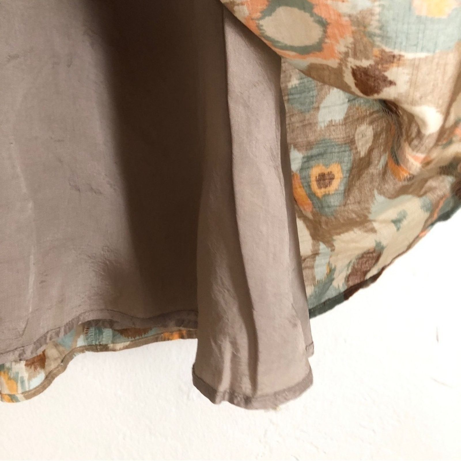Banana Republic Banana Republic Abstract Floral Brown Multicolor Pleat Skirt Size 34" / US 12 / IT 48 - 3 Thumbnail