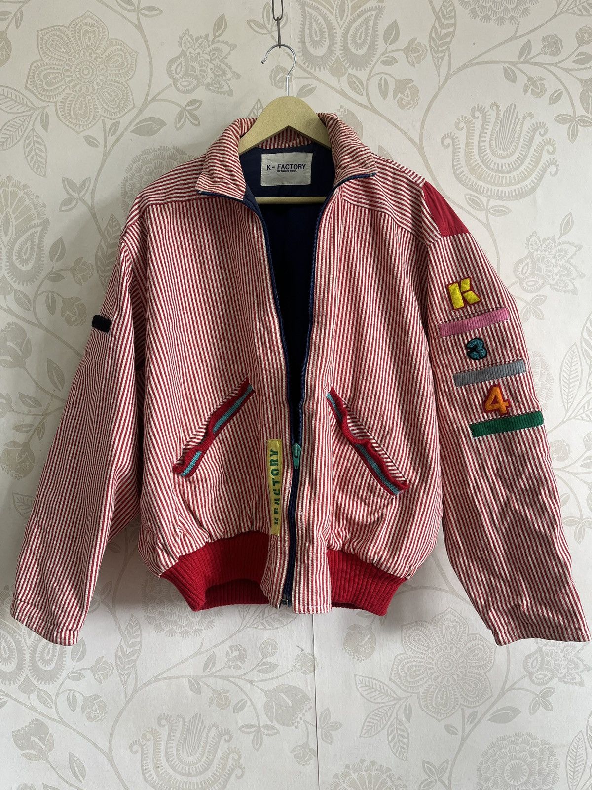 Image of Vintage Grails 80's Kapital K Factory Hickory Bomber Jacket in Red, Men's (Size XL)