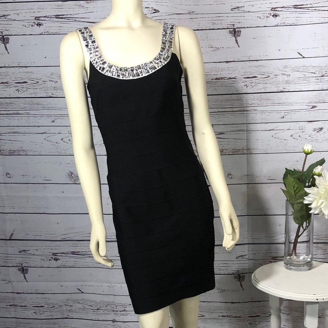 Other Carmen Marc Valvo Gemstones Metallic Black Bandage Dress s Size S / US 4 / IT 40 - 2 Thumbnail