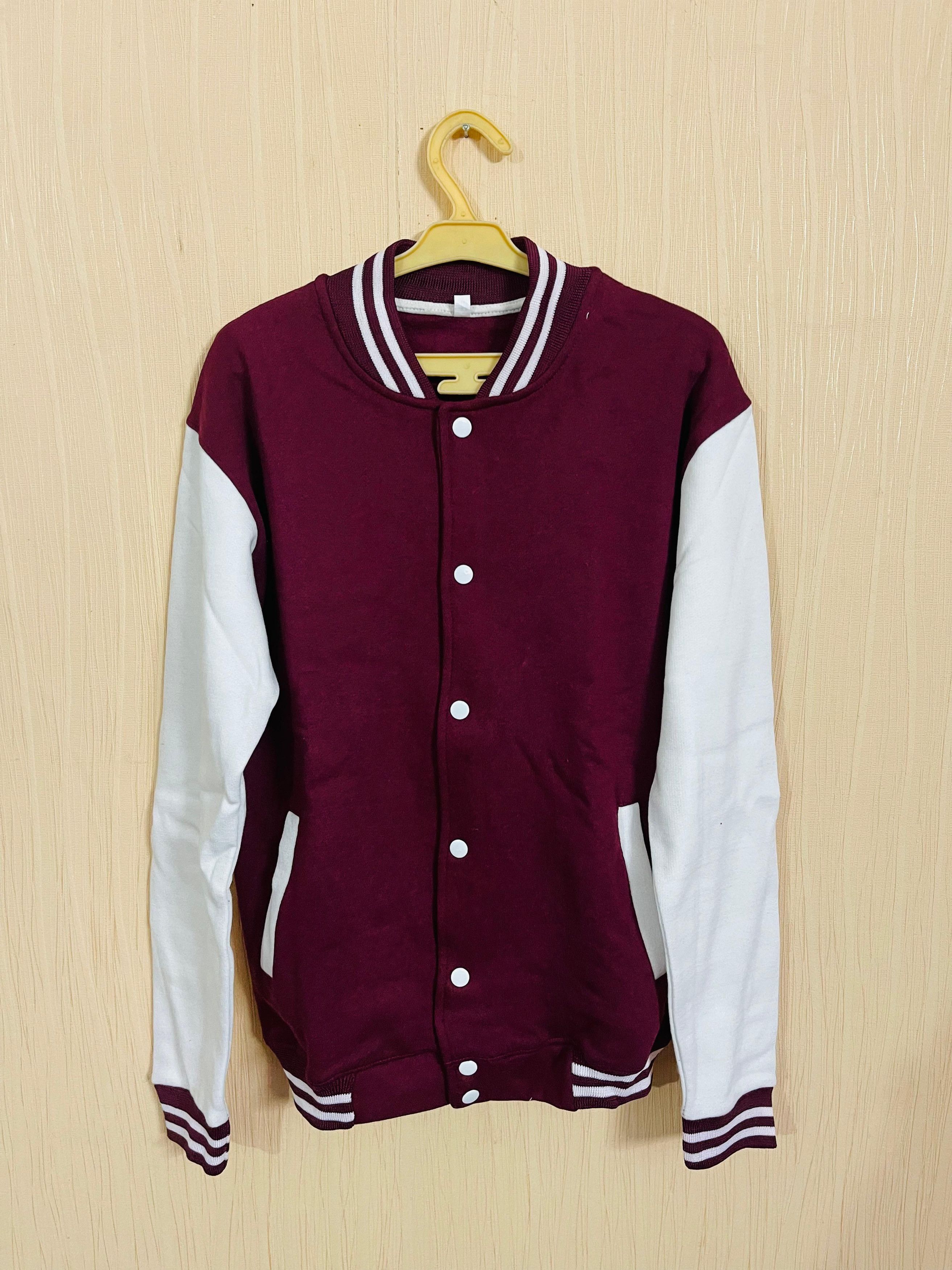 Women's Maroon and White Varsity Jacket