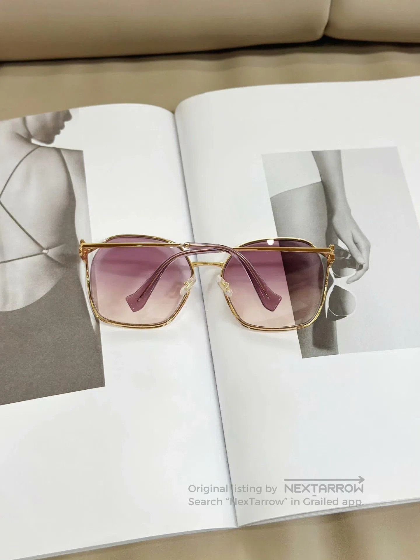 Miu Miu MIUMIU Gold Square-Round Oversized Sunglasses. Size ONE SIZE - 3 Thumbnail
