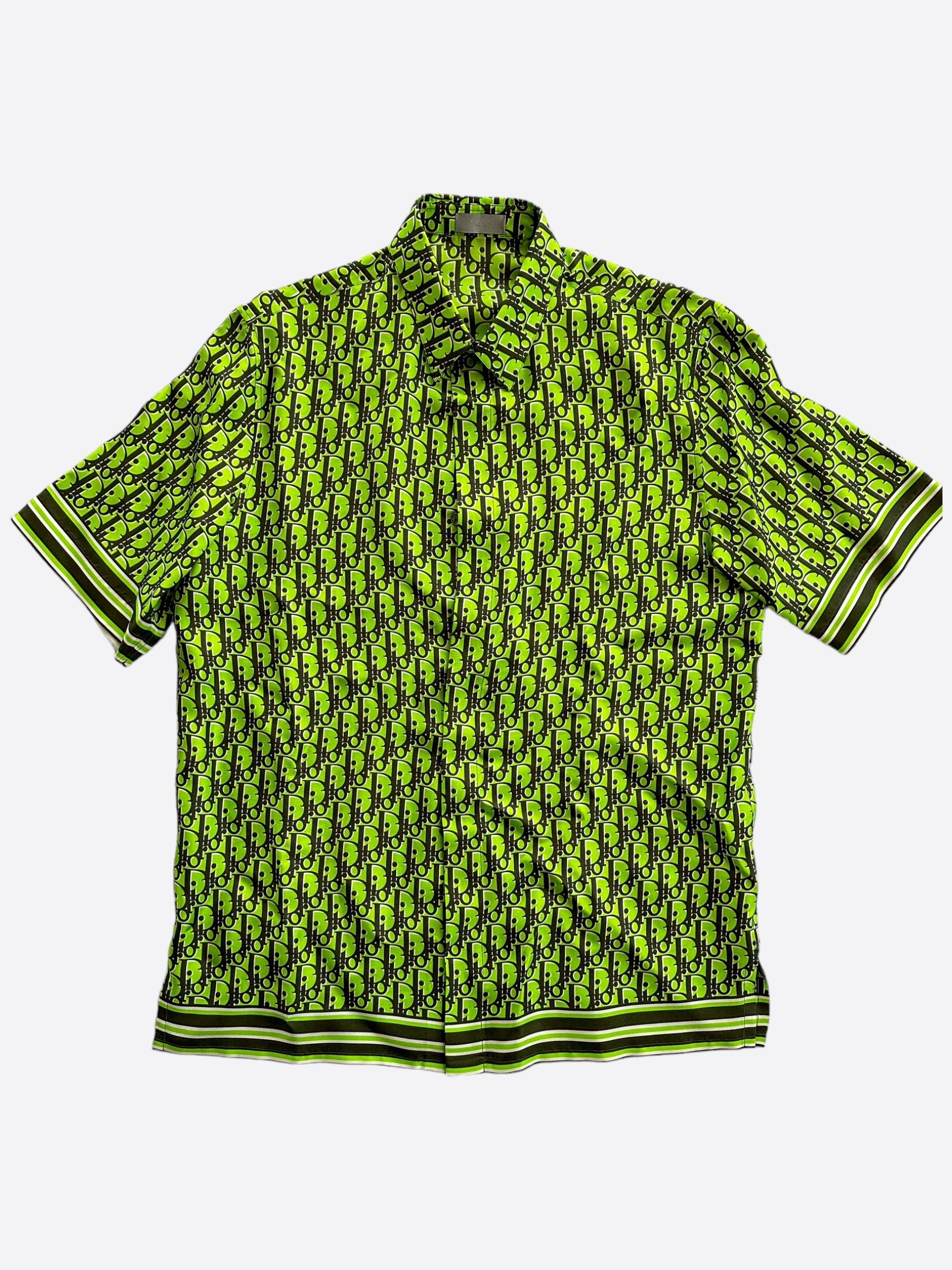 Dior Dior Green & Black Oblique Silk Button Up Shirt Size US M / EU 48-50 / 2 - 1 Thumbnail