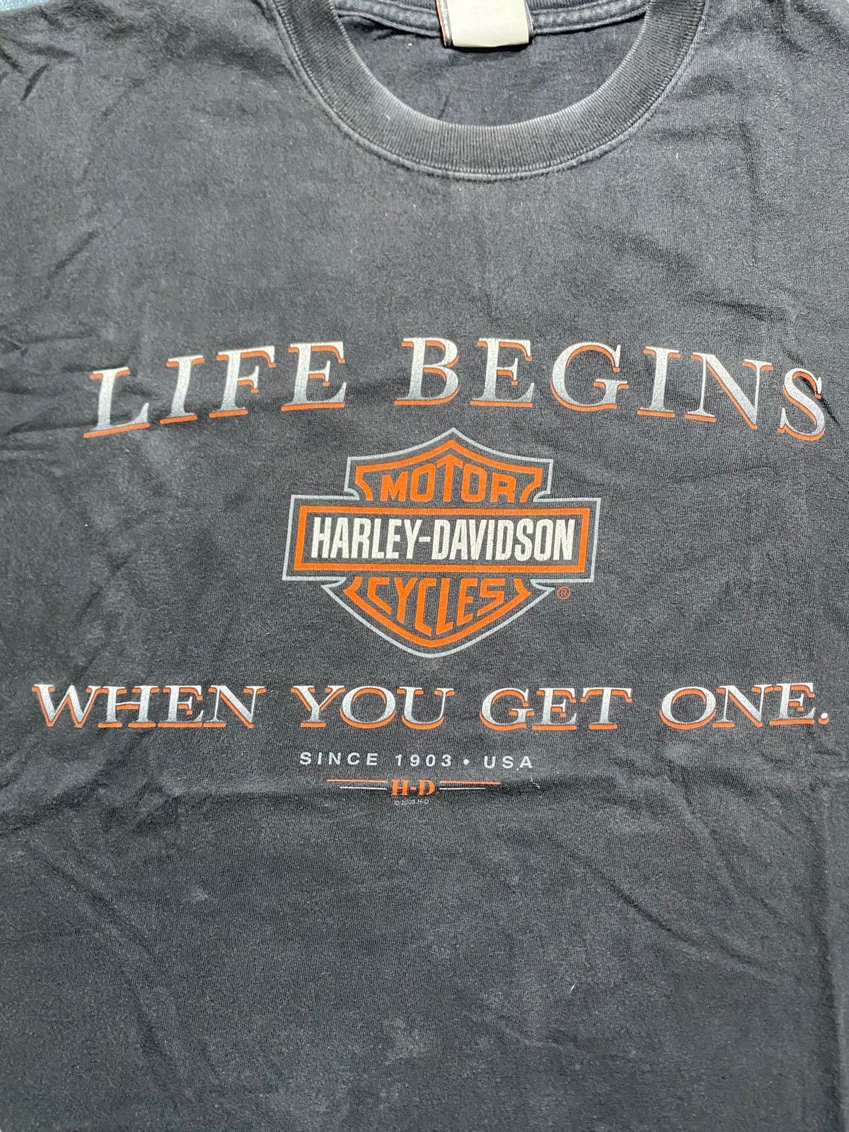 Harley Davidson VINTAGE HARLEY DAVIDSON LIFE BEGIN CARTERSVILLE GEORGIA Size US XL / EU 56 / 4 - 7 Thumbnail