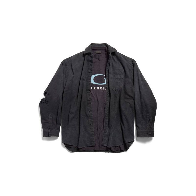 Balenciaga o1srvl11e0326 Loop Sports Icon Layered Shirt in Black Size US M / EU 48-50 / 2 - 1 Thumbnail