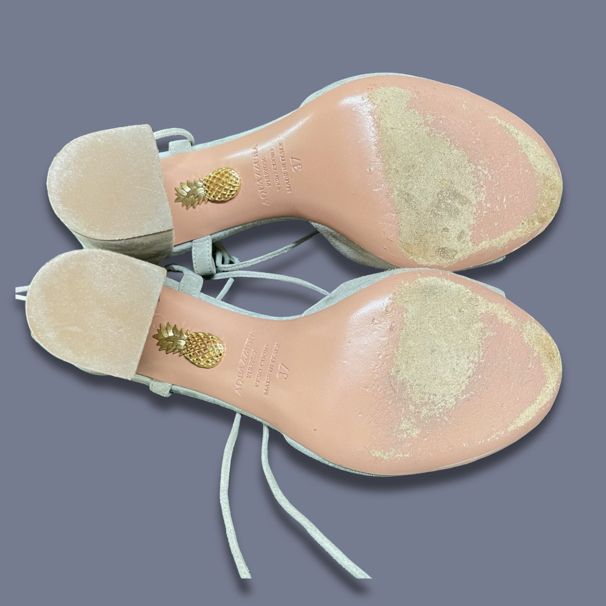 Aquazzura Aquazzura Austin Women Size 6.5 Suede Block Heel Sandals W/ Size US 6.5 / IT 36.5 - 7 Thumbnail