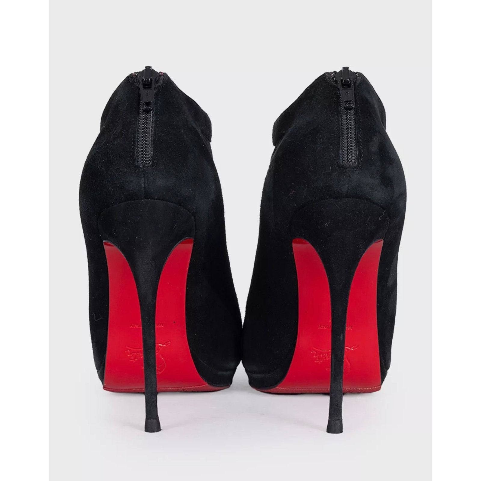 Christian Louboutin Christian Louboutin Black Suede Open-Toe Booties Sz.37 Size US 6 / IT 36 - 4 Thumbnail
