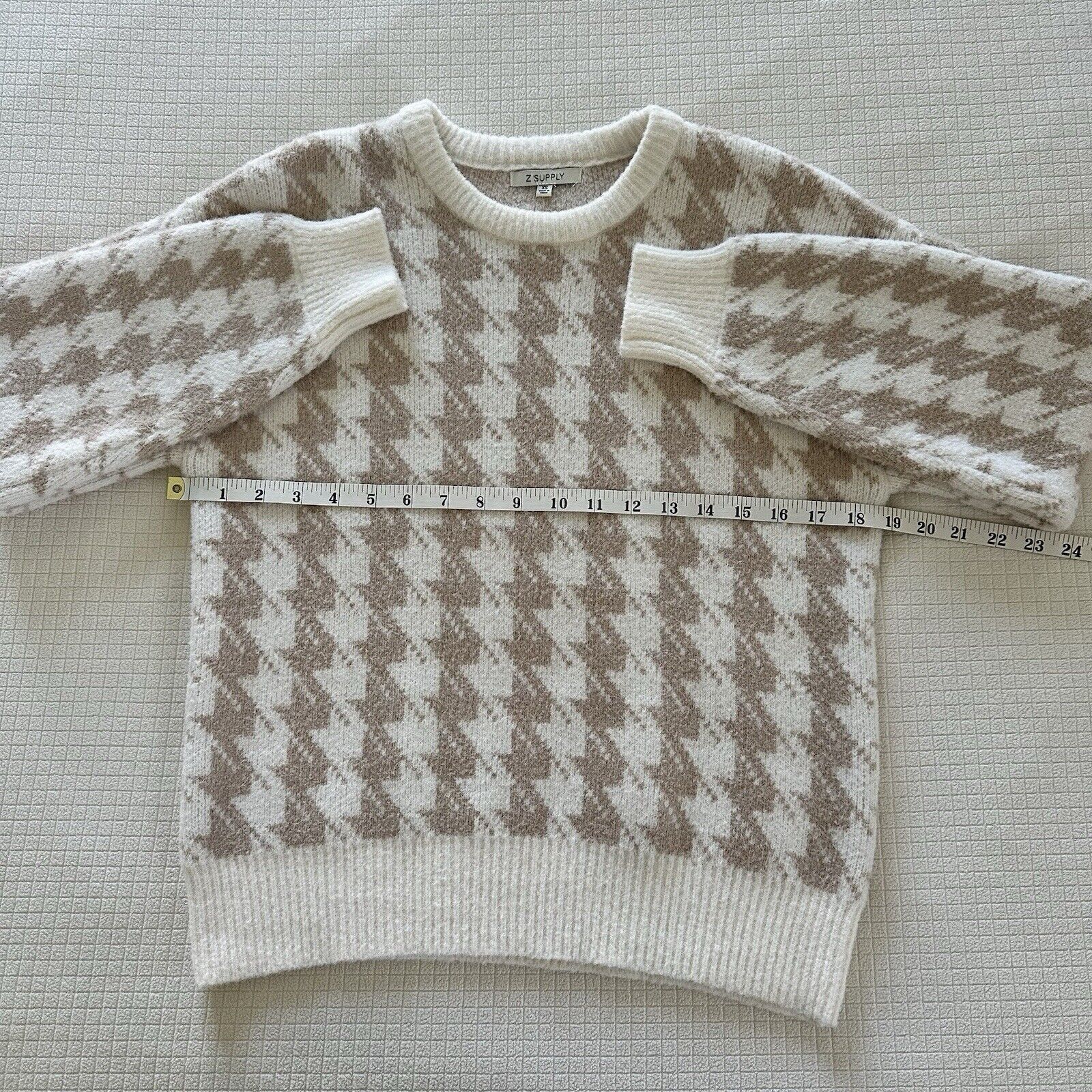 Z Supply Z Supply Houndstooth Women Crew Sweater Sandstone XS NWT Size XS / US 0-2 / IT 36-38 - 7 Thumbnail