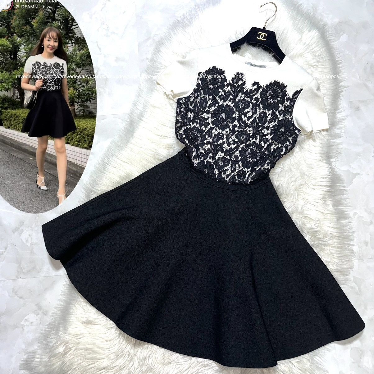Valentino l Valentino floral lace short sleeve stretch dress black Size S / US 4 / IT 40 - 1 Thumbnail