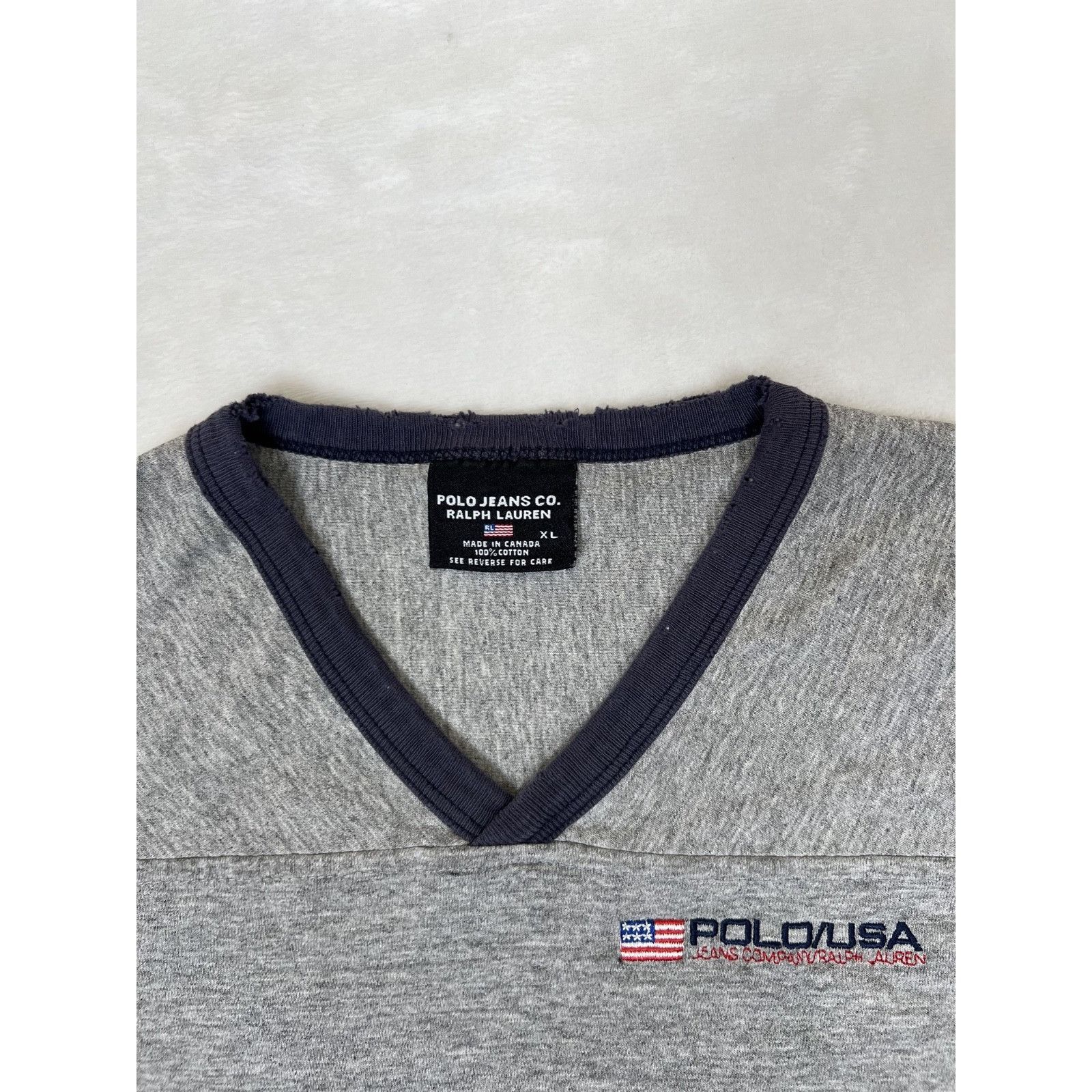 Ralph Lauren Vintage Polo Jeans co Ralph Lauren V-Neck T-Shirt Size XL Y2 Size US XL / EU 56 / 4 - 2 Thumbnail