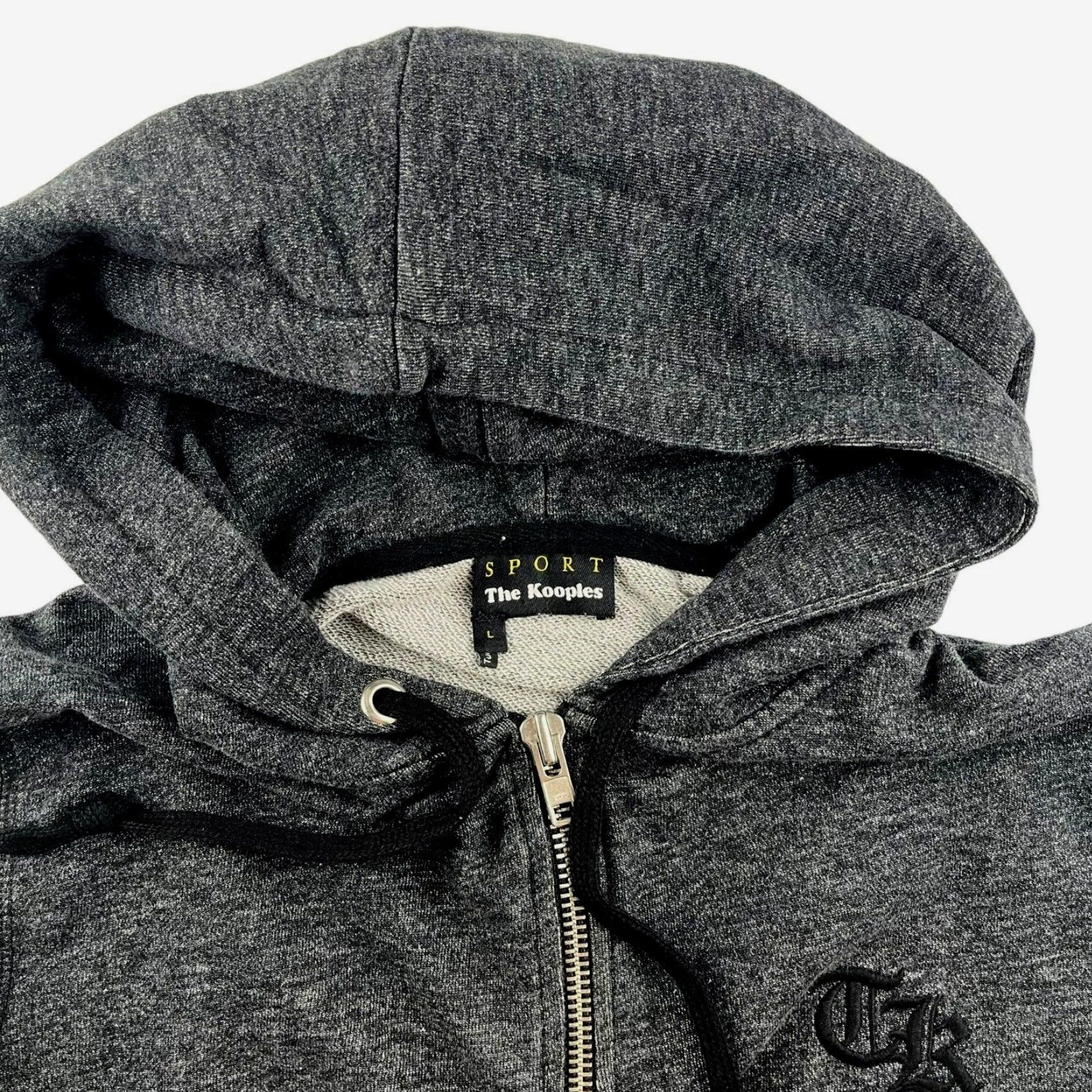 The Kooples Sport Men's Gray Cotton 1/4 Zip Hoodie Sweatshirt Large