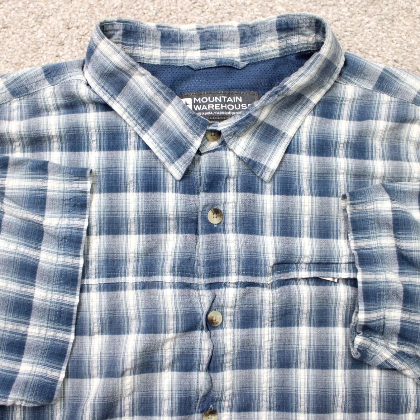 Vintage Mountain Warehouse Shirt Men 2XL Blue Plaid Short Sleeve Cotton Button-Up Shirt Mens Regular Fit Adult 2XL Blue 90s Theme Size US XXL / EU 58 / 5 - 2 Thumbnail