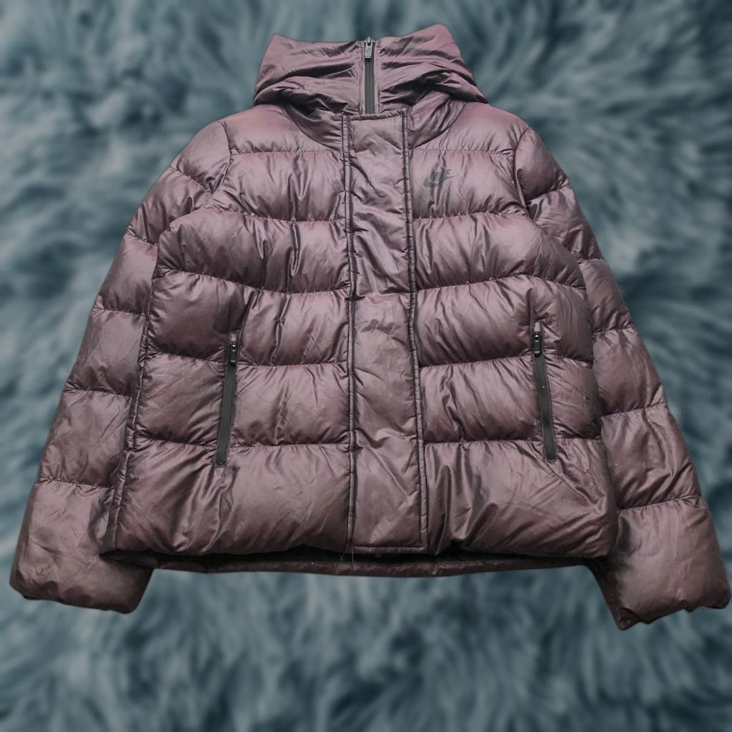 Nike Nike Sportswear Puffer Jacket Womens Large L Hooded Zip Purple Down Fill Swoosh Size L / US 10 / IT 46 - 1 Thumbnail