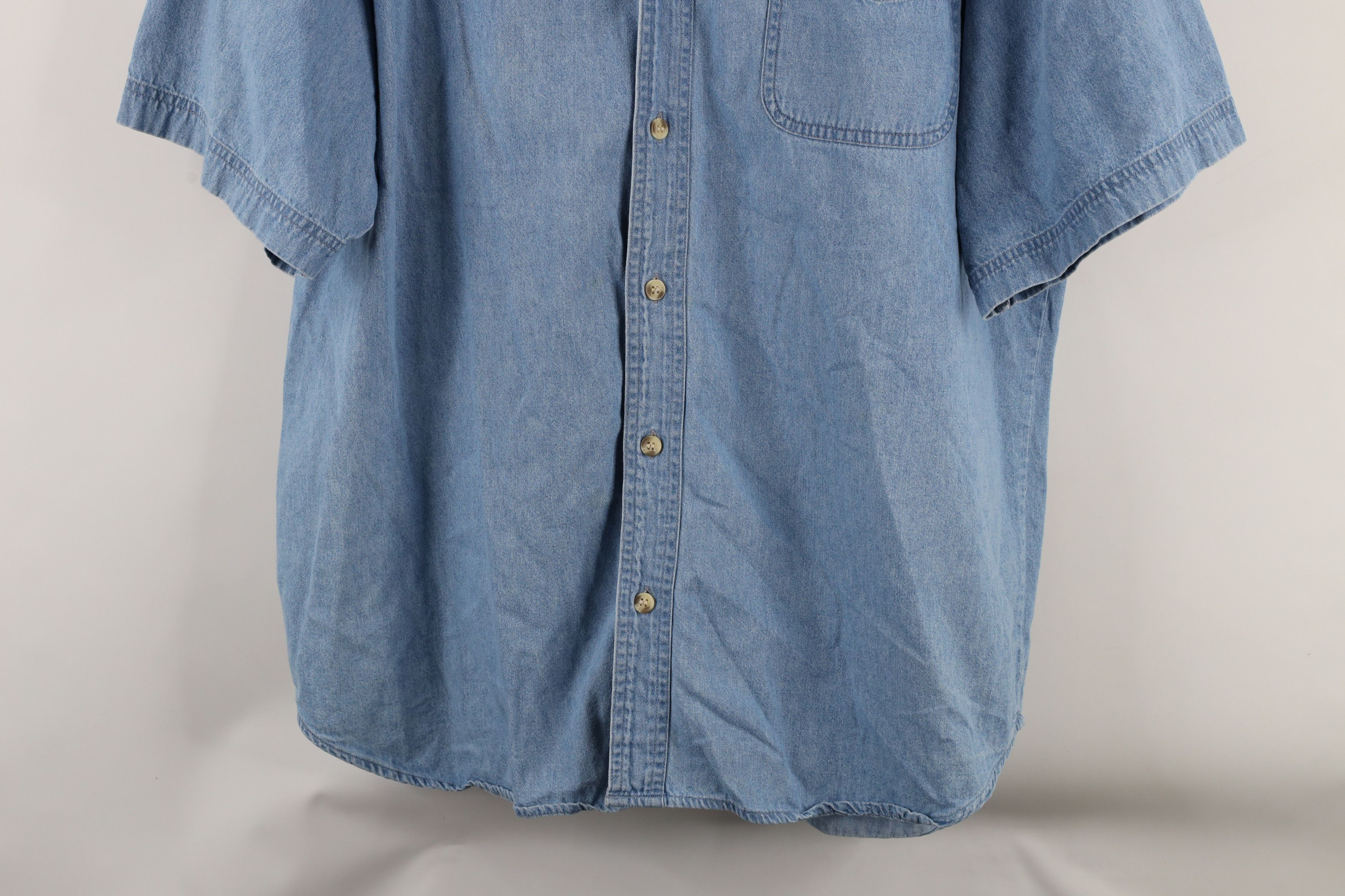 Vintage Vintage 90s Streetwear Short Sleeve Denim Jean Button Shirt Size US XXL / EU 58 / 5 - 3 Thumbnail