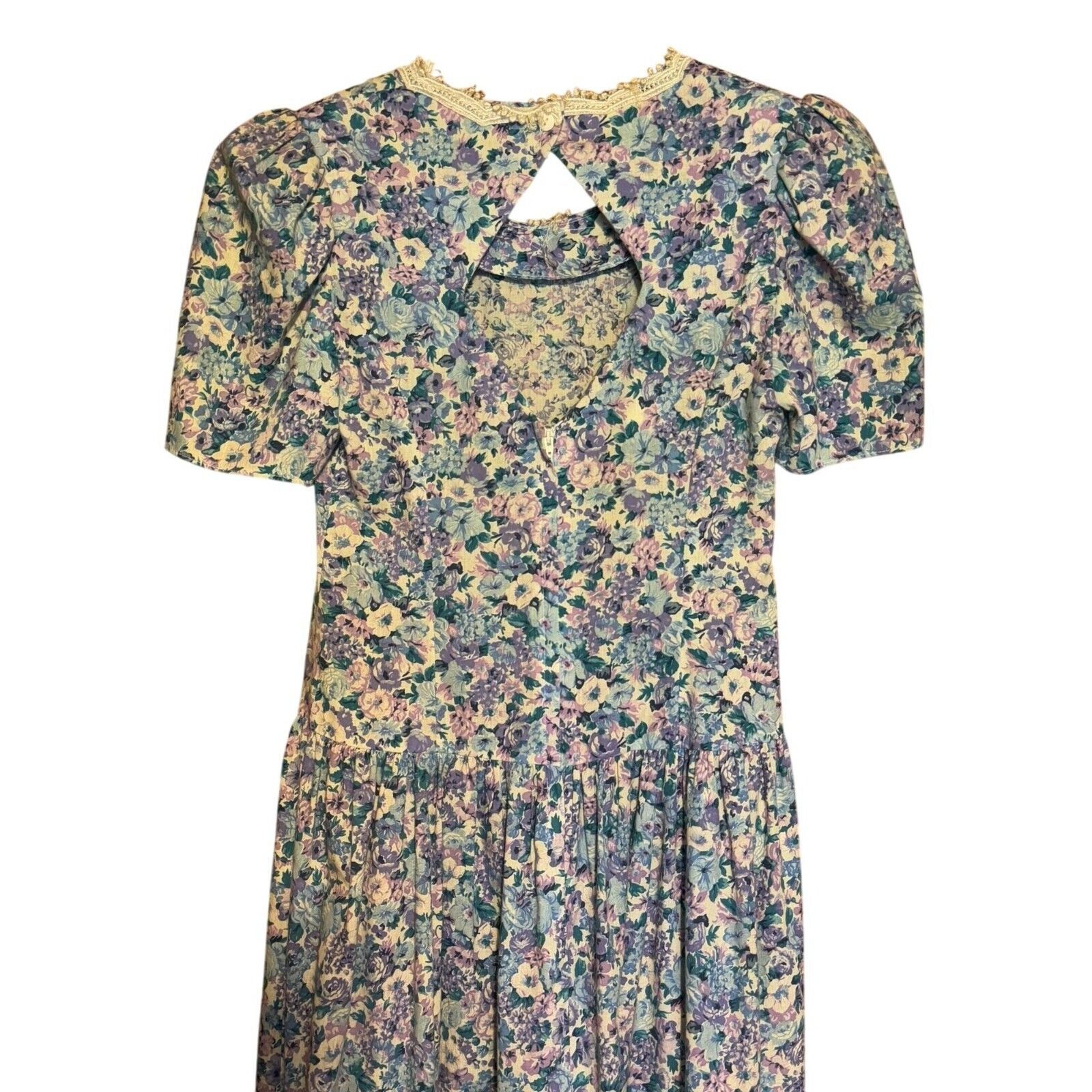 Other Vintage Gunne Sax Jessica McClintock Dress Floral Purple Blu Size XL / US 12-14 / IT 48-50 - 6 Thumbnail