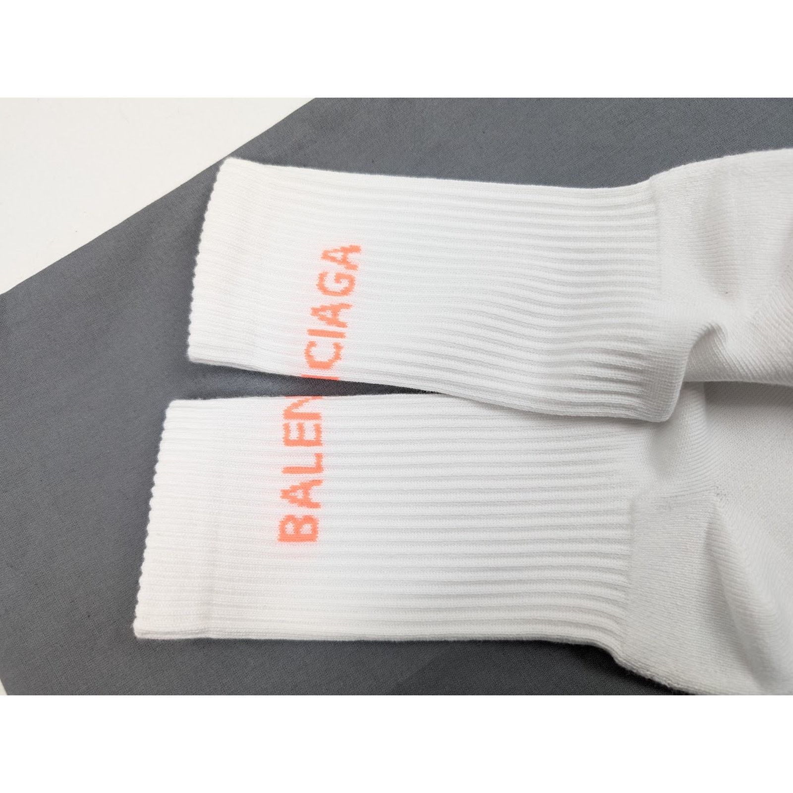 Balenciaga o1rshd1 Size: S / Tennis Cotton Socks in White/Orange Size ONE SIZE - 8 Thumbnail