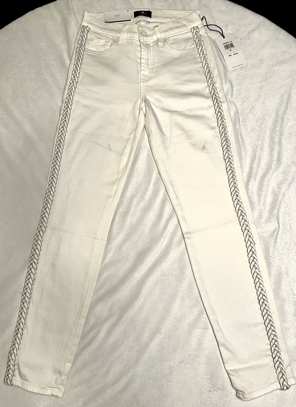 7 For All Mankind NWT 7 for All Mankind Skinny Ankle Braided White Jeans-24x27 Size 24" / US 00 / IT 34 - 1 Thumbnail