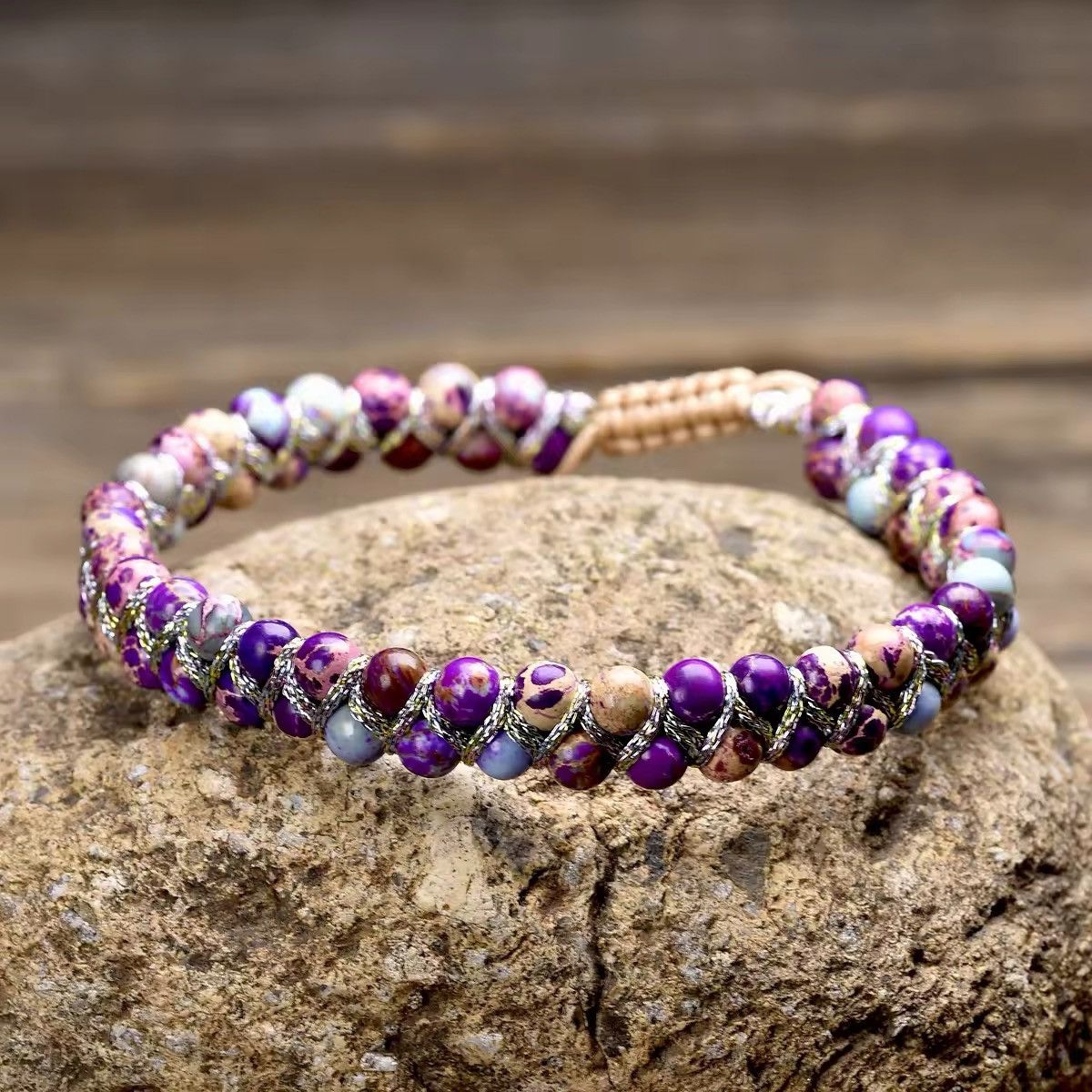 Jewelry Natural Stone Healing Beads Braided Bracelet Size ONE SIZE - 2 Thumbnail