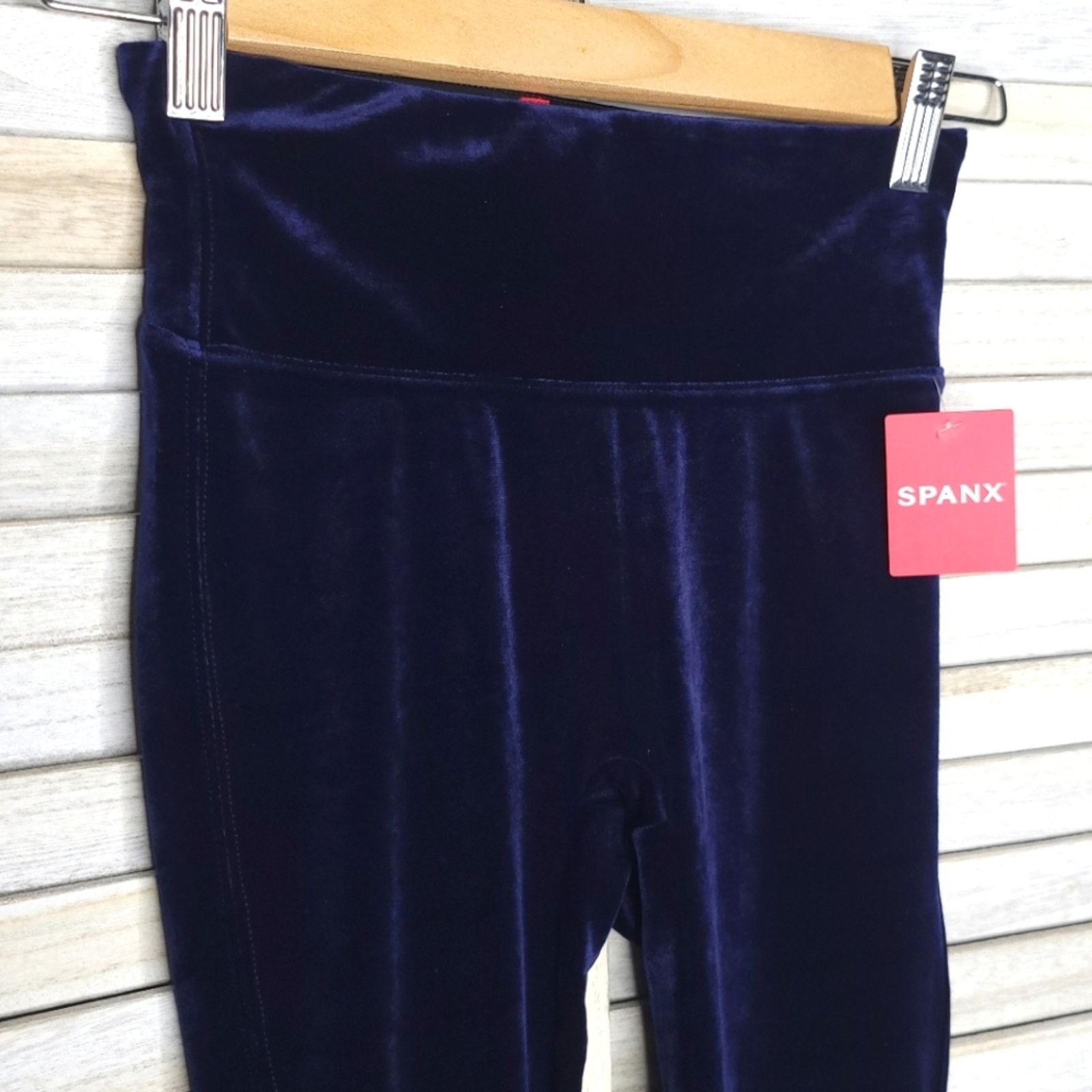 Spanx NEW Spanx High Waist Velvet Leggings Pants XS Blue Velour Size 24" / US 00 / IT 34 - 3 Thumbnail