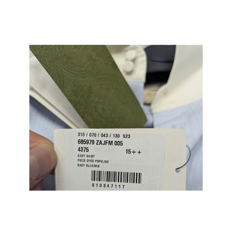 Gucci o1rshd1 Piece Dyed Popeline Boxy Shirt in Baby Blue / Mix Size US M / EU 48-50 / 2 - 23 Thumbnail
