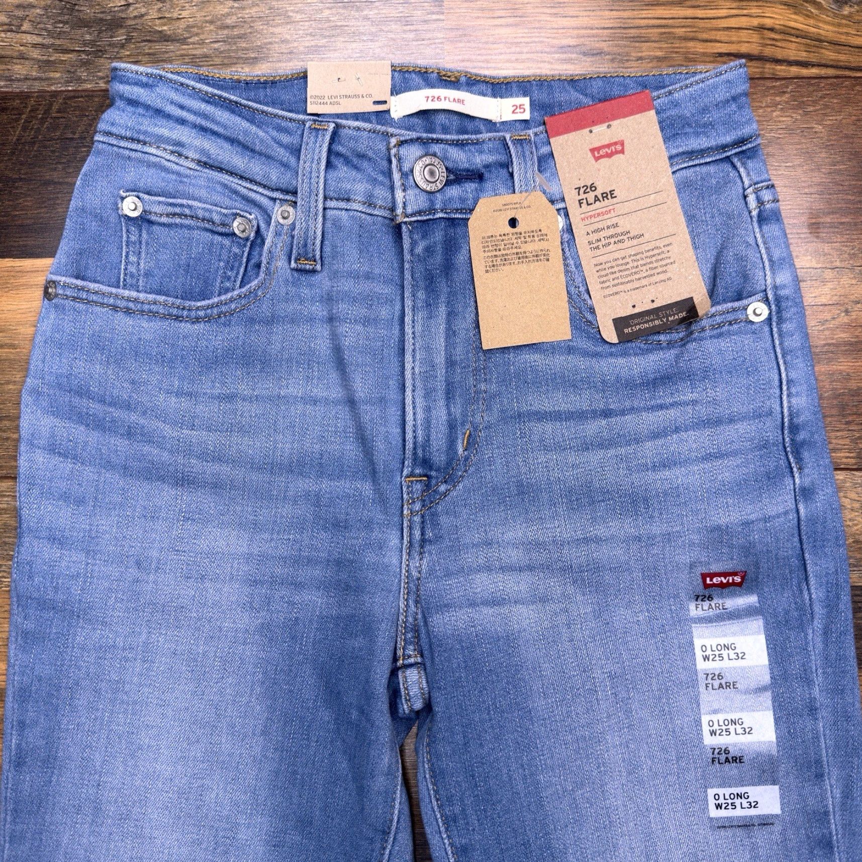 Levi's Levi's 726 Jeans Womens 25 Mid Rise Stretch Flared Denim Blue 32 Inseam Size 42" / US 20 - 3 Thumbnail