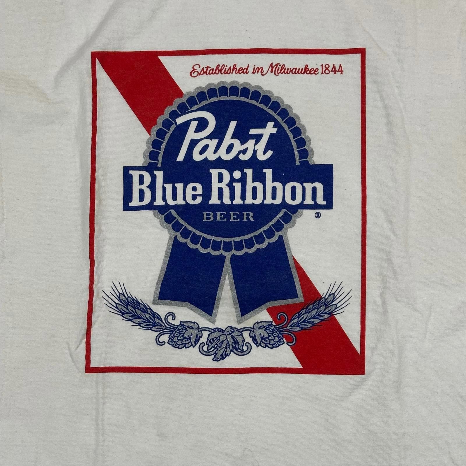 Other Port & Company Mens T-shirt XL White Pabst Blue Ribbon Logo Size US XL / EU 56 / 4 - 1 Thumbnail