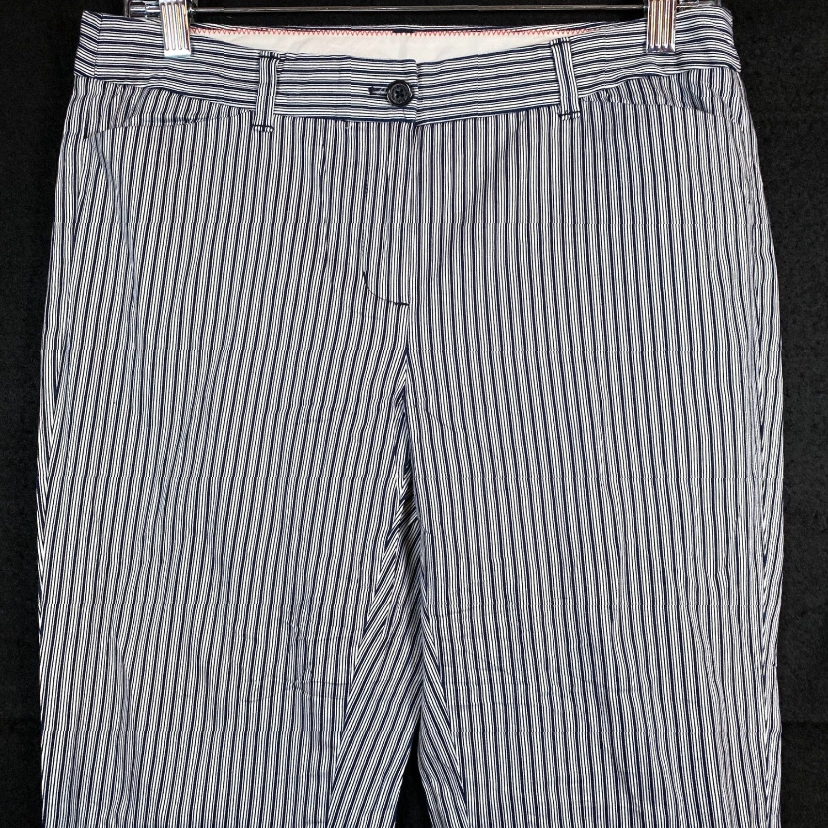 Brooks Brothers Brooks Brothers Womens Pants Blue White Striped Natalie Fit Straight Stretch 4 Size 24" / US 00 / IT 34 - 2 Thumbnail