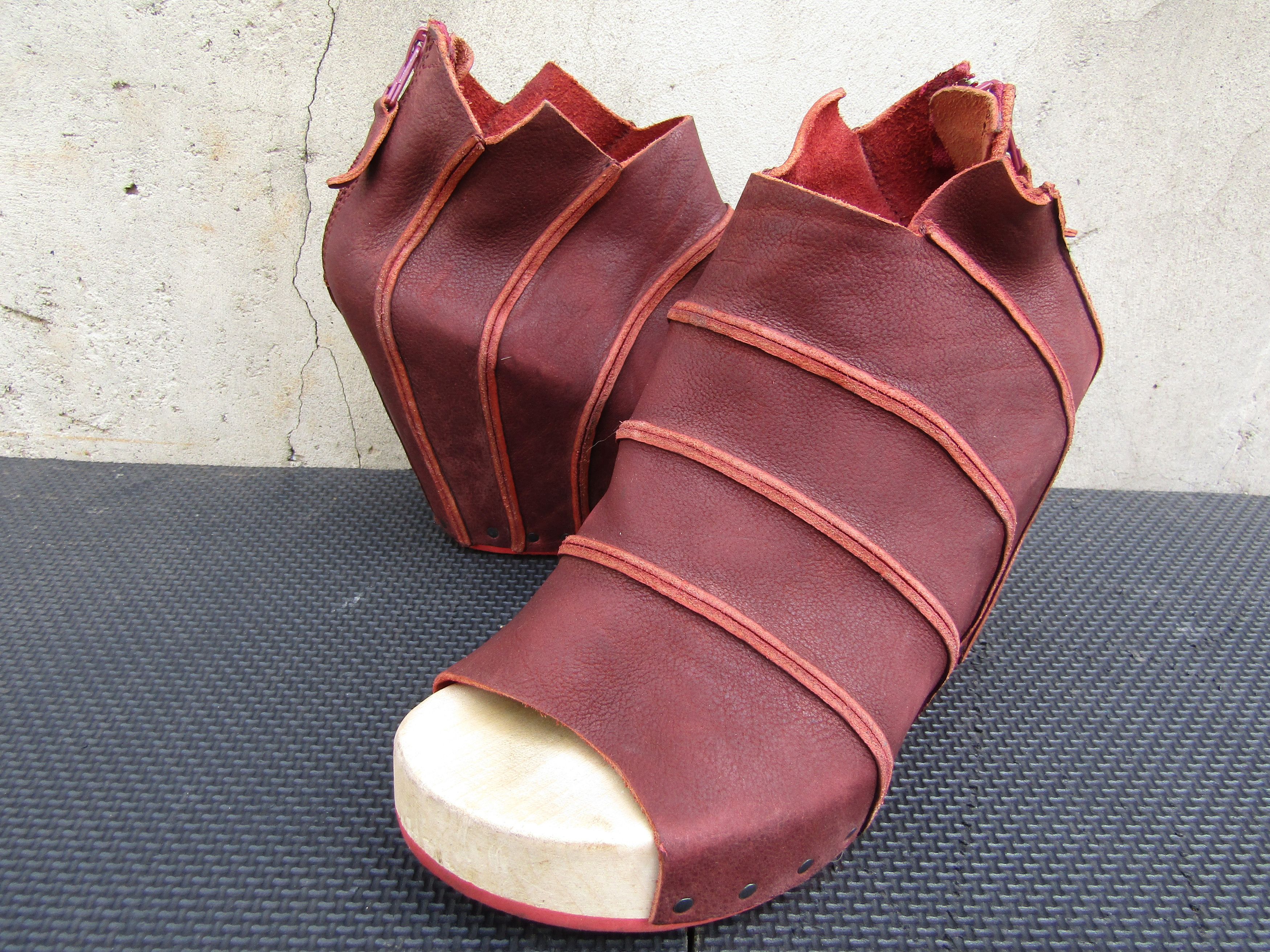 Trippen Trippen Womens Open Toe Leather Wedge Heels Germany Wood Size US 9 / IT 39 - 1 Thumbnail