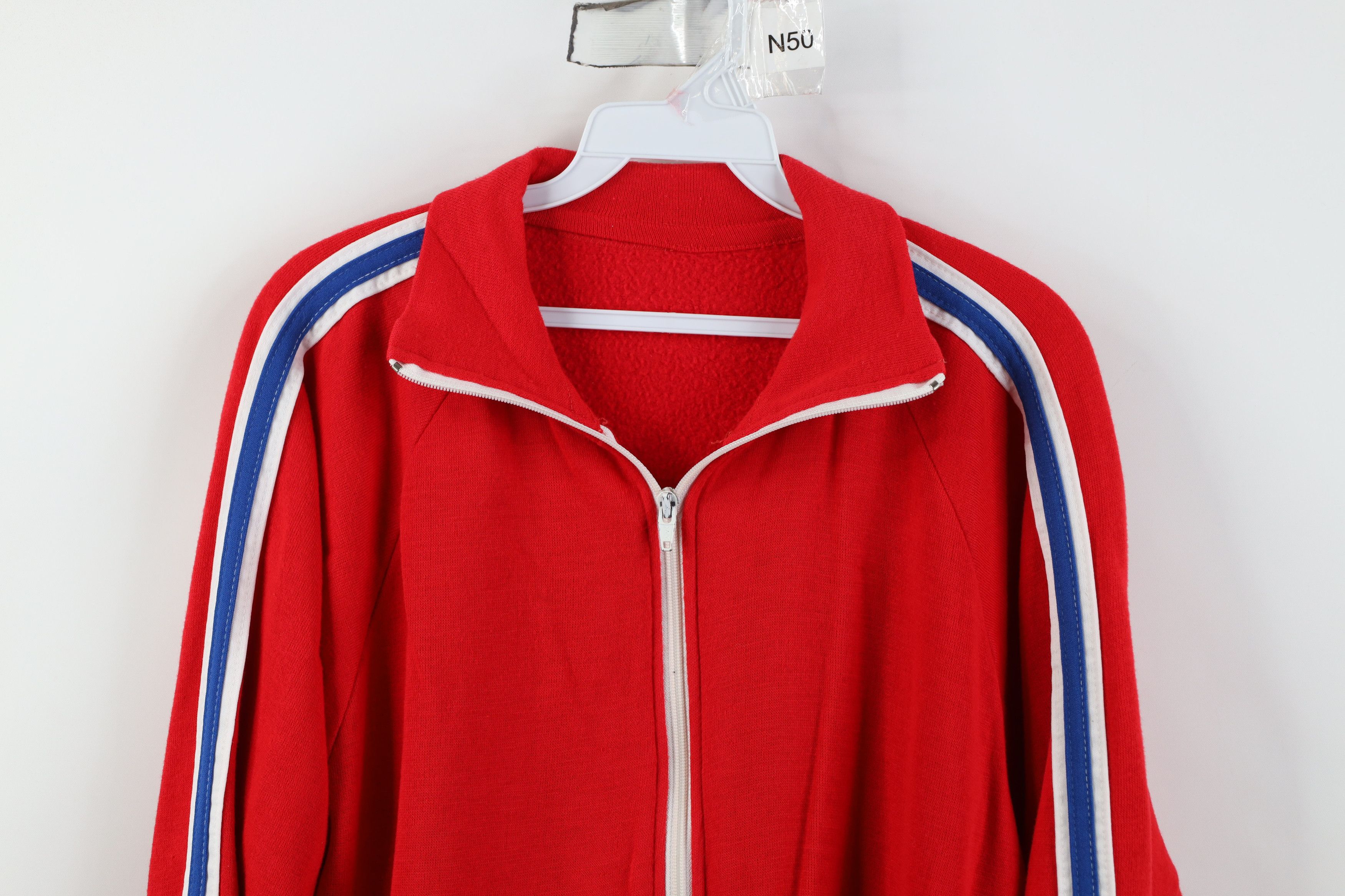 Vintage Vintage 70s Streetwear Striped Knit Warm Up Track Jacket Size US M / EU 48-50 / 2 - 2 Thumbnail