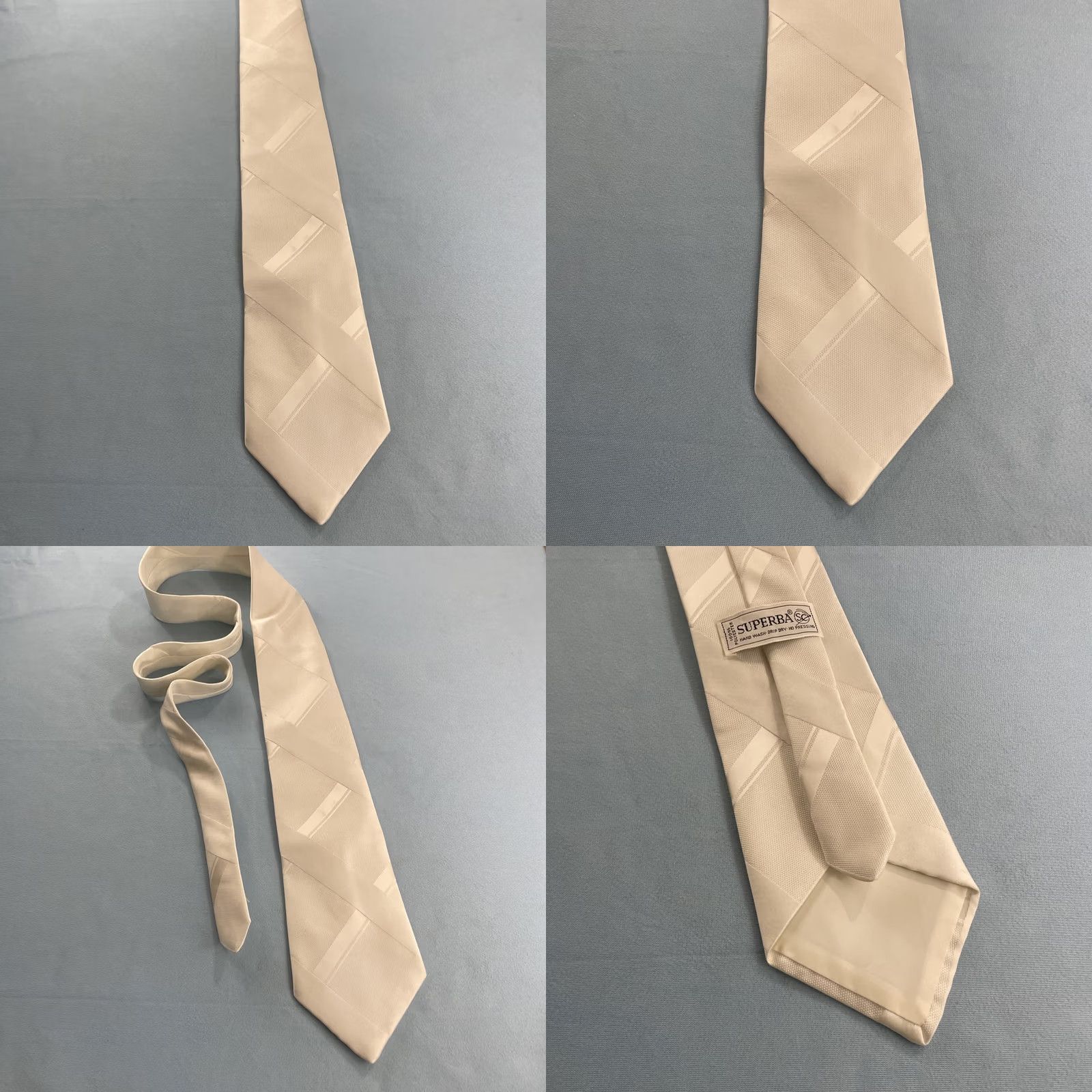 Vintage VINTAGE Superba Necktie Wide White Solid Plaid Textured Woven Tie 1970s 4.2x56 Men Dress Tie Size ONE SIZE - 10 Thumbnail