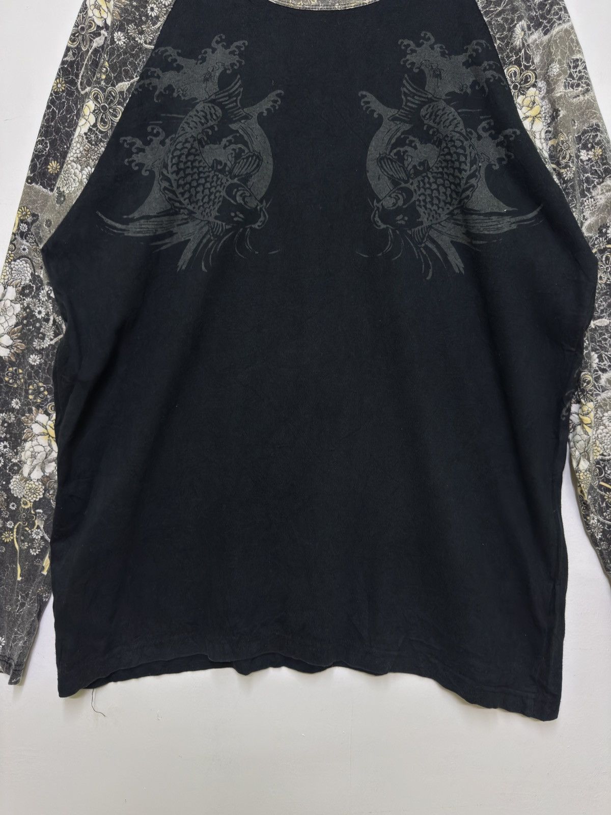 Japanese Brand Sukajan Fish Koi Raglan Japanese Tattoo Long Sleeve Tee Size US L / EU 52-54 / 3 - 4 Thumbnail
