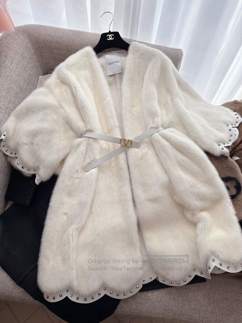 Valentino Valentino White mink velvet fur coat Size S / US 4 / IT 40 - 1 Thumbnail