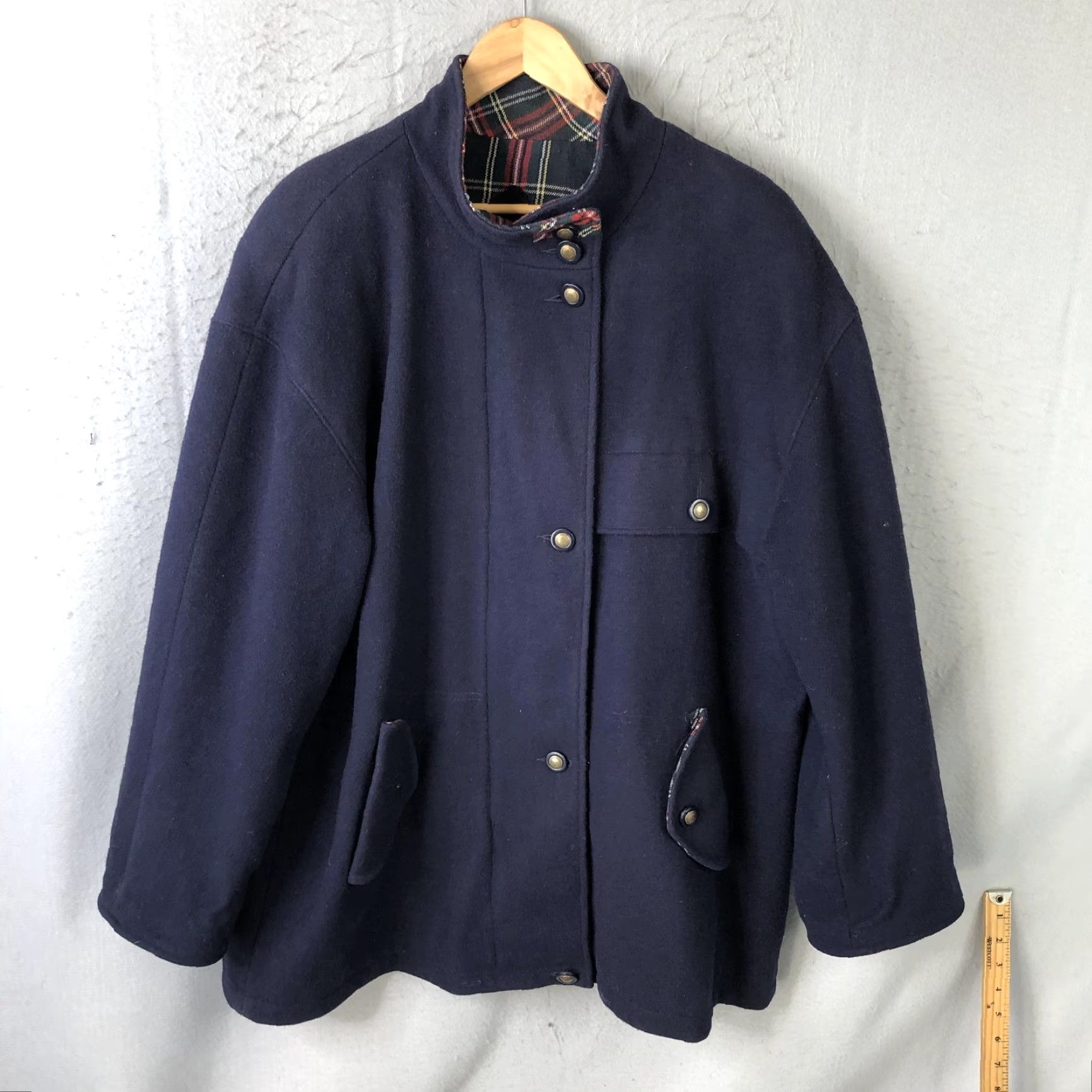 Mackintosh VINTAGE Mackintosh of New England Coat XL Blue Wool All Outdoors 80s Oversized Womens Size XL / US 12-14 / IT 48-50 - 2 Thumbnail
