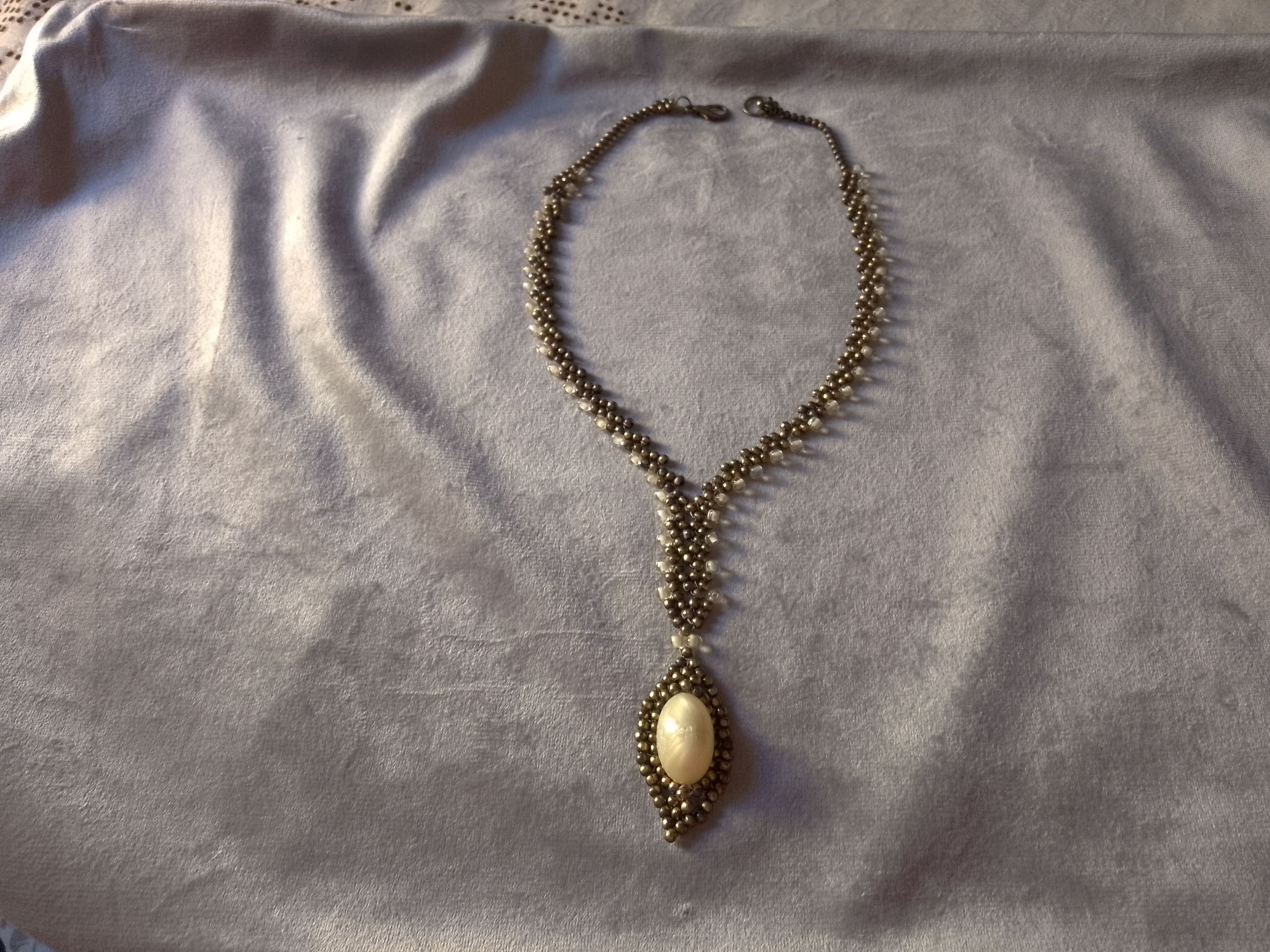 Handmade Necklace Long Vintage Braided Pearl Antique Materials Size ONE SIZE - 7 Thumbnail