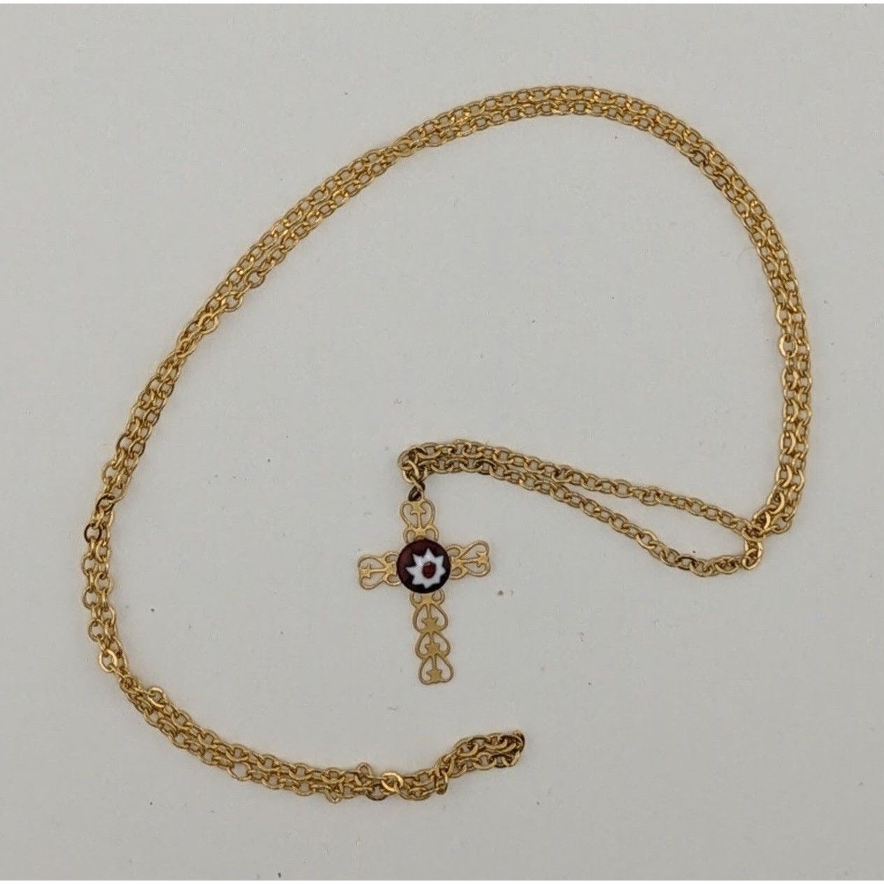 Other Vintage Religious Dainty Cross Necklace Gold Tone With Itali Size ONE SIZE - 4 Thumbnail