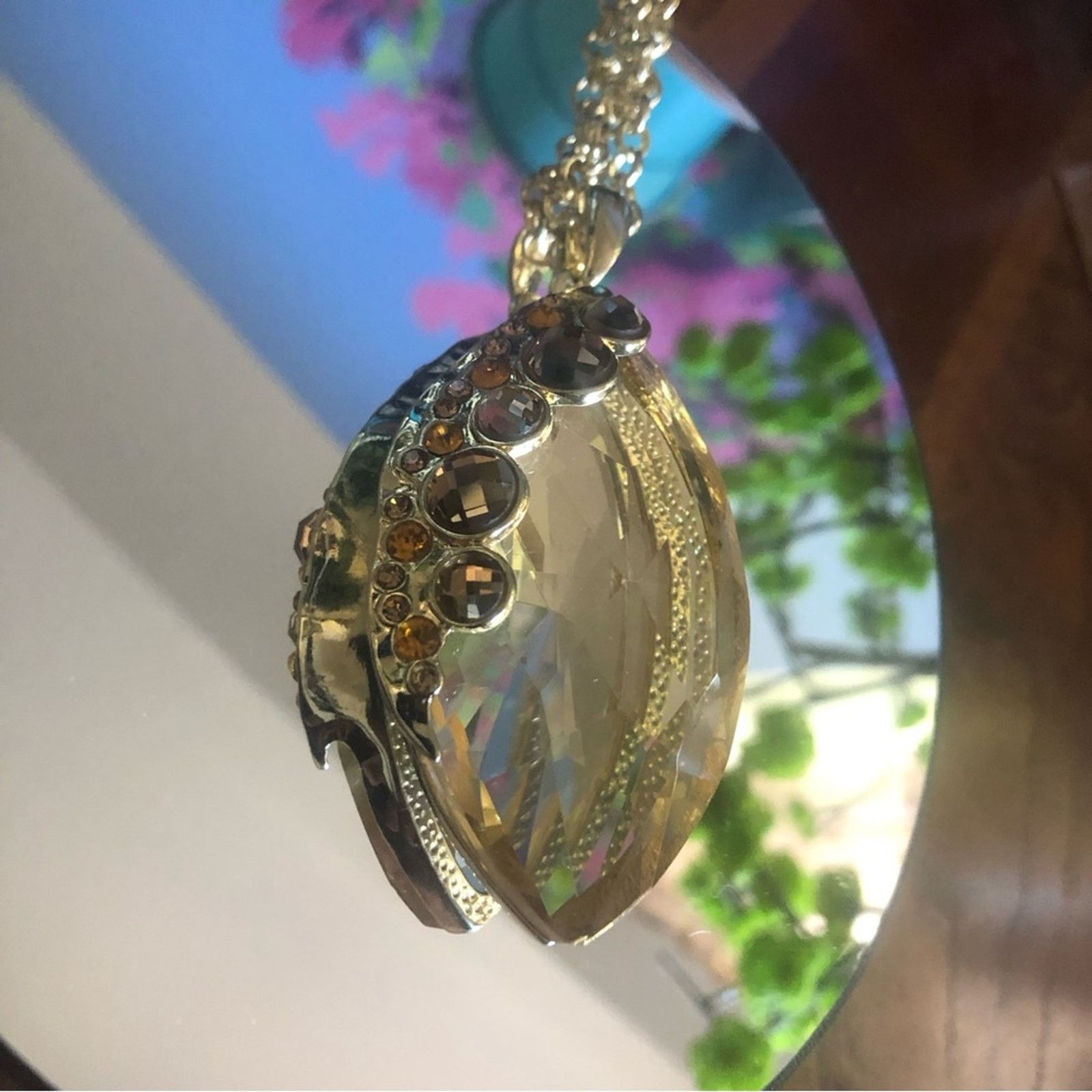 Jewelry Large marquis faceted light brown topaz crystal necklace NWT Size ONE SIZE - 9 Thumbnail