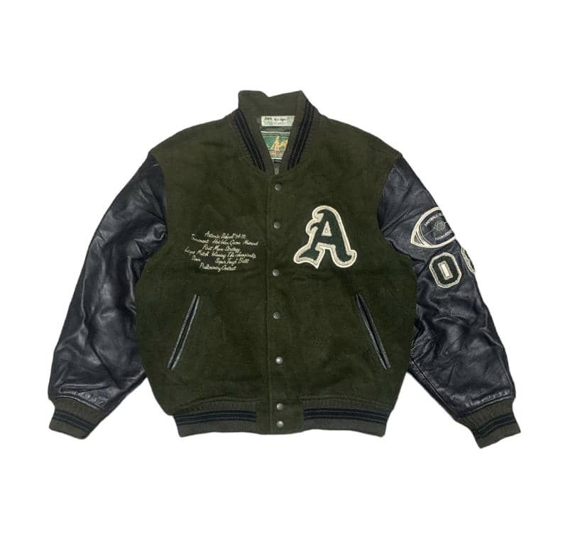 Japanese Brand Vintage 80s Machope Wool Varsity Jacket Sleeve Leather Size US M / EU 48-50 / 2 - 1 Thumbnail