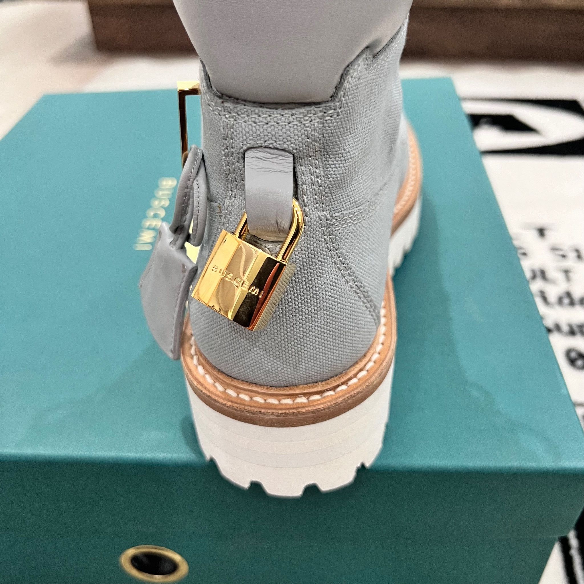 Buscemi Women's Buscemi Light Blue Canvas Site Hiking Lace Up Boots Size US 5.5 / IT 35.5 - 5 Thumbnail