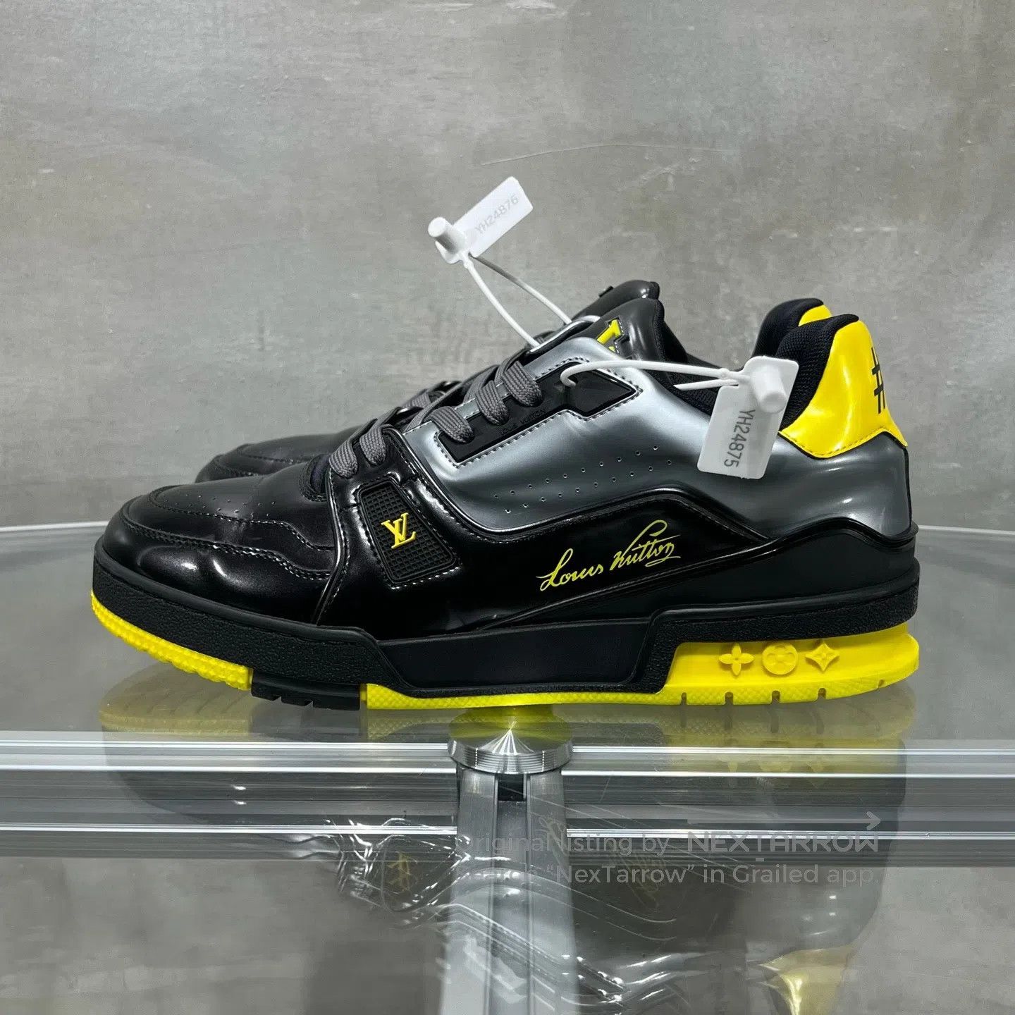 Louis Vuitton Louis Vuitton Trainer: Black and yellow painted leather sh Size US 7 / EU 40 - 3 Thumbnail