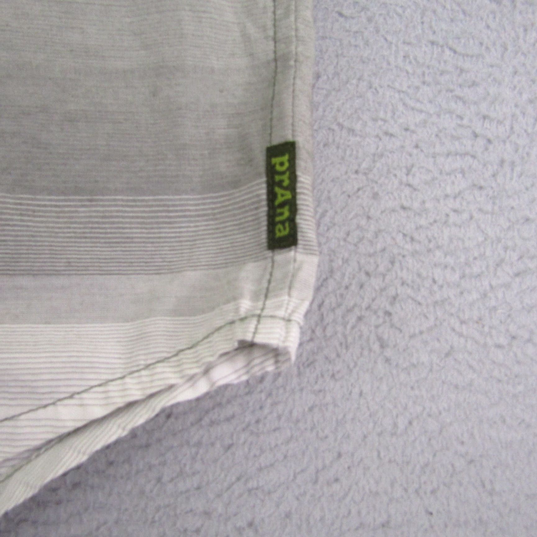Prana prAna Shirt Mens L Gray Striped Button-Up Cotton Blend Outdoors Casual Workwear Short Sleeve Collared Size US L / EU 52-54 / 3 - 4 Thumbnail