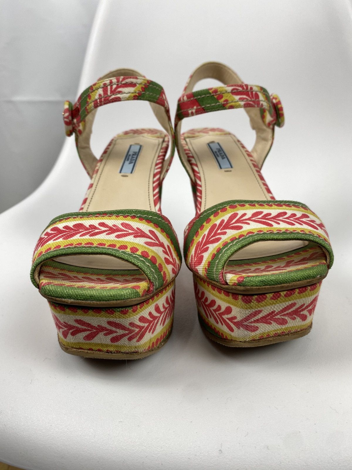 Prada Prada Platform Sandals Cloth Wedges Printed size 38 Size US 8 / IT 38 - 6 Thumbnail