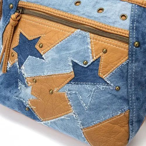 Vintage Shoulder Bag Star Patchwork Jeans Size ONE SIZE - 2 Thumbnail