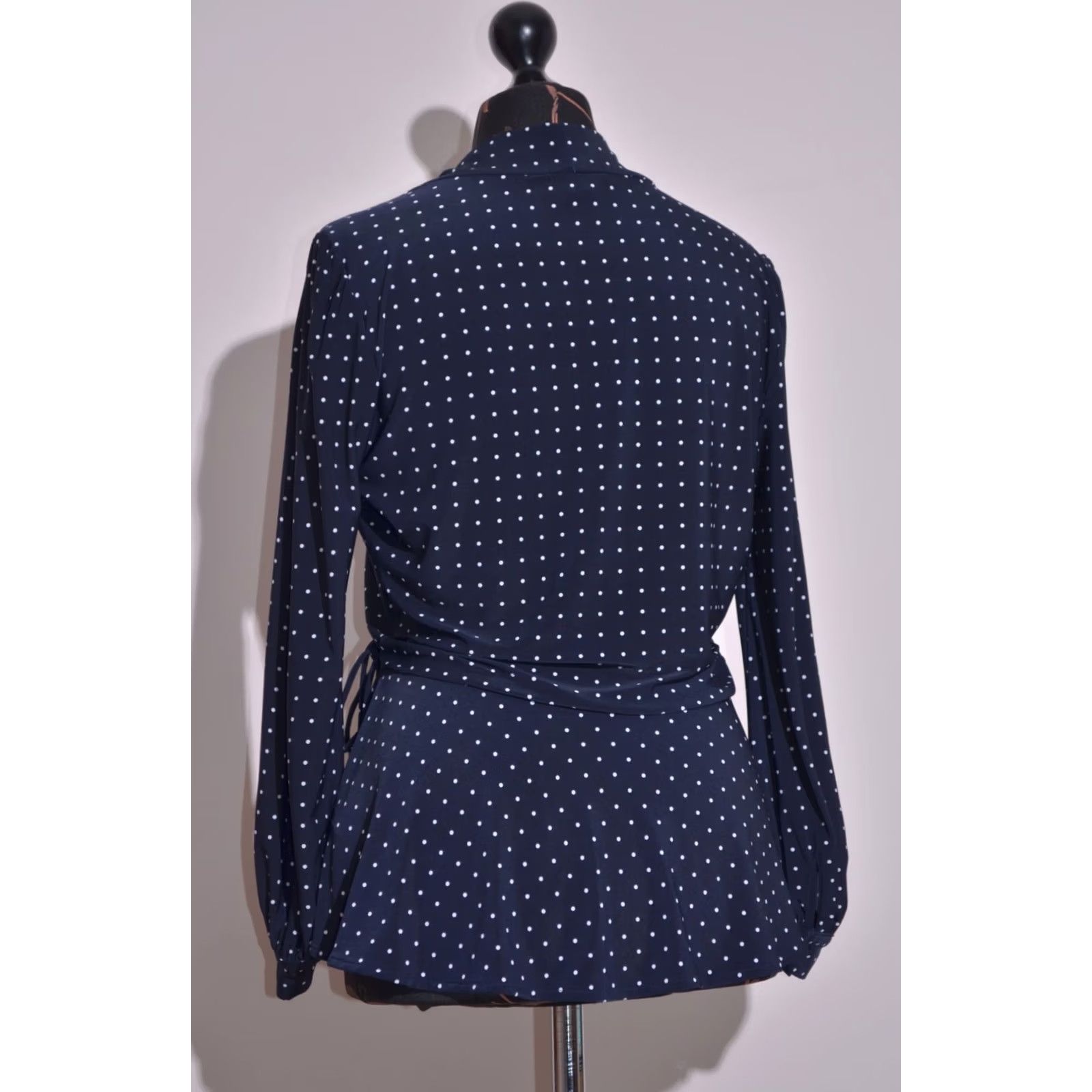 Ralph Lauren Lauren Ralph Lauren Blouse Women’s Navy Polka Dot Faux Wrap Peplum Long Sleeve S Size S / US 4 / IT 40 - 5 Thumbnail
