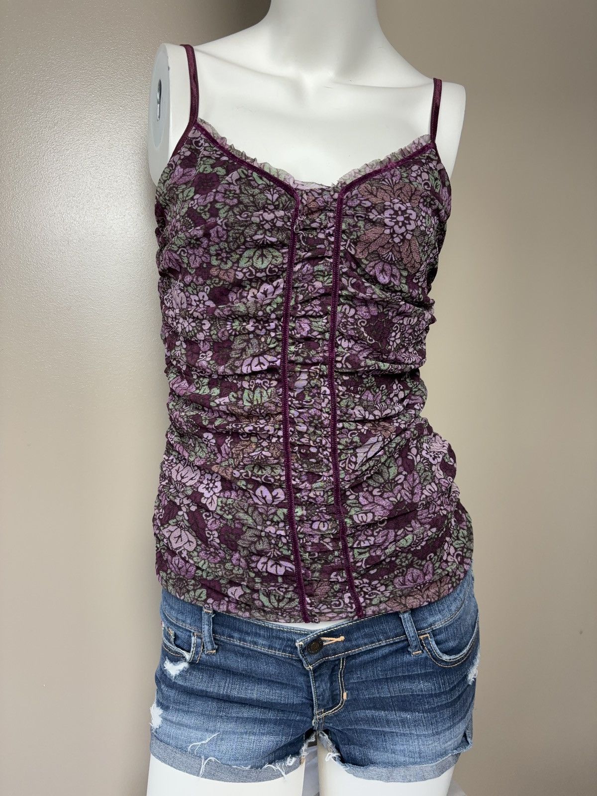Vintage Mesh floral vintage ruffles tank top Size M / US 6-8 / IT 42-44 - 2 Thumbnail