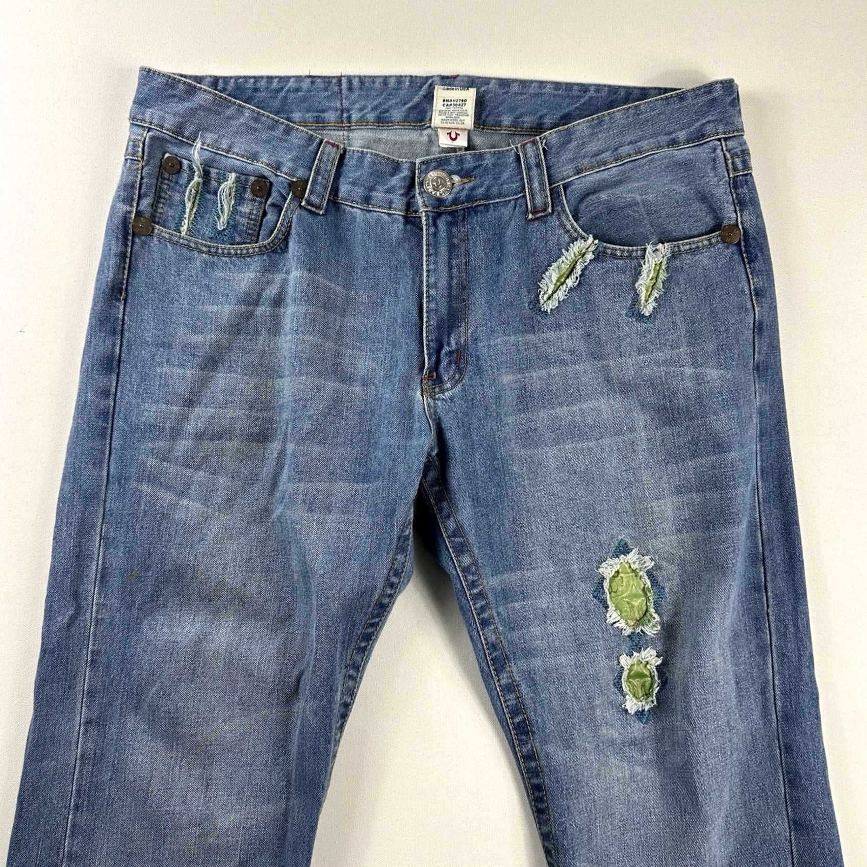 True Religion True Religion Jeans Bobby Big T Distressed 40x33 Baggy Hip Hop Blue Jeans Mens 5-Pocket Denim Distressed Logo World Tour Size US 40 / EU 56 - 3 Thumbnail