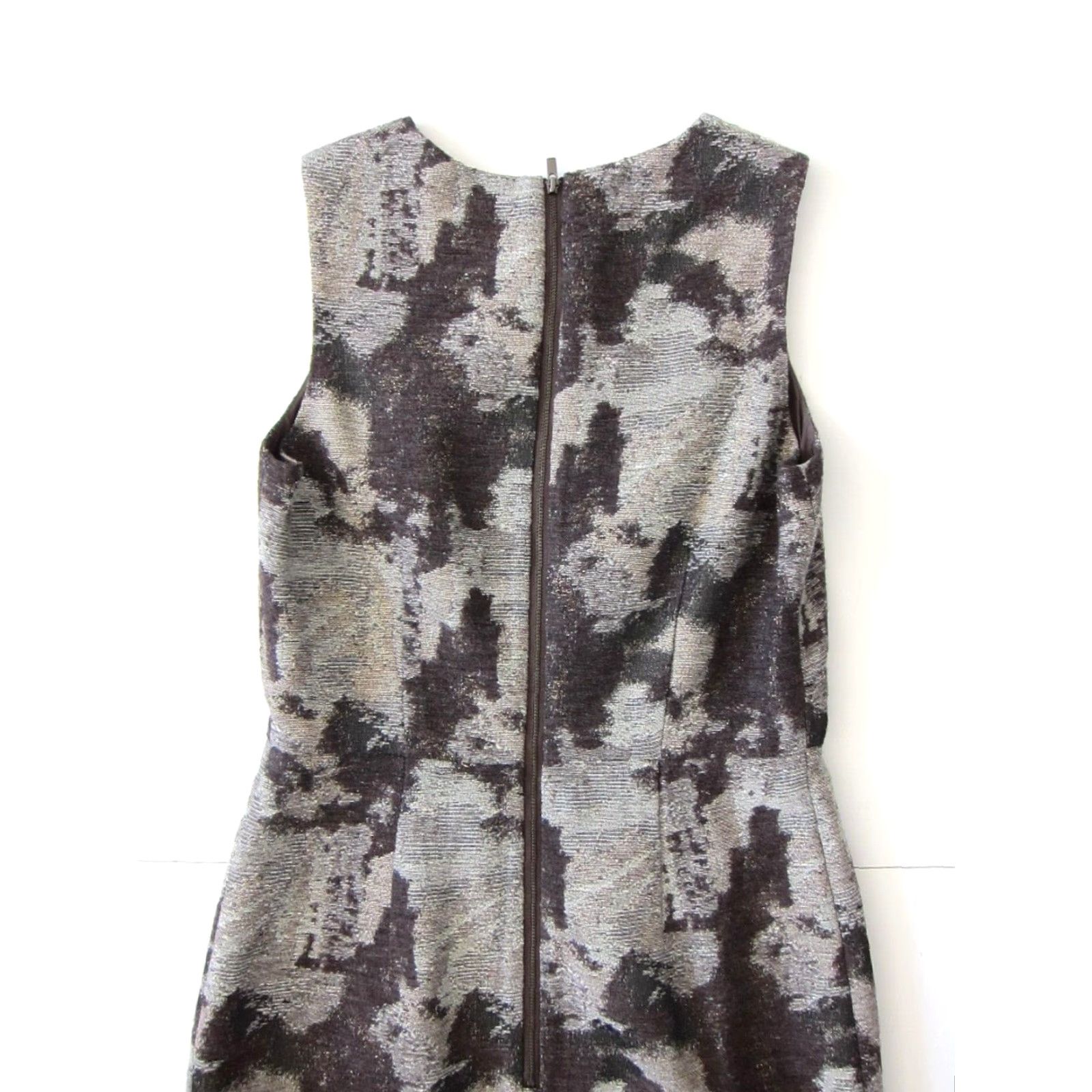Banana Republic Banana Republic Brown Grey Metallic Gold Camo Sleeveless Empire Sheath Dress 2 Size XS / US 0-2 / IT 36-38 - 5 Thumbnail