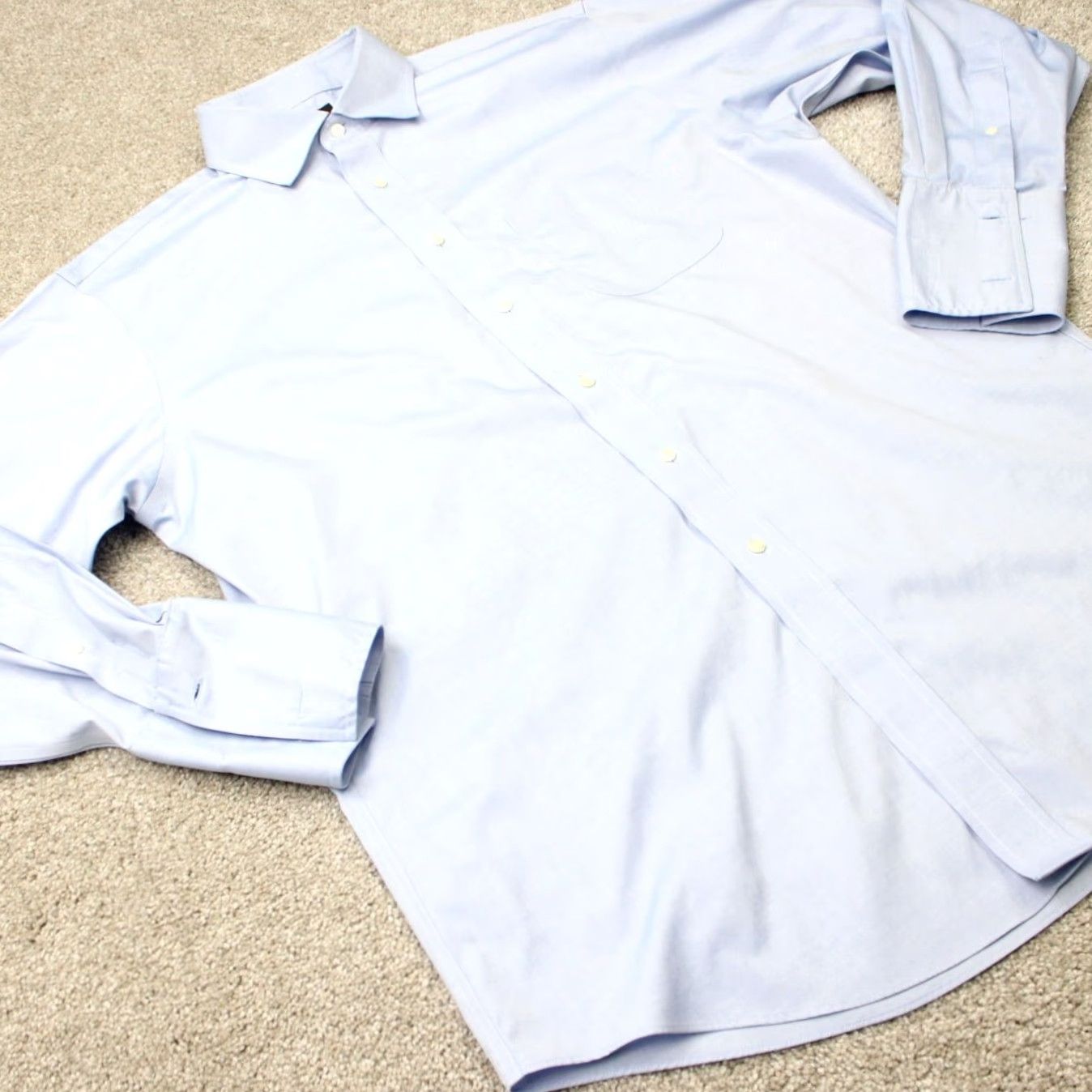 Jos. A. Bank Jos A Bank Shirt Mens 16 1/2, 33 Blue Traveler's Tailored Fit French Cuff L/S Dress Shirt Size US XL / EU 56 / 4 - 5 Thumbnail