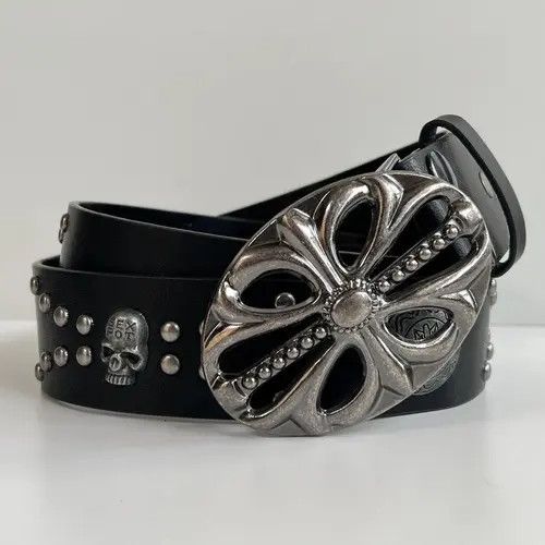 VIBE y2k 2000s vintage skeleton cross studded goth emo black belt Size ONE SIZE - 3 Thumbnail