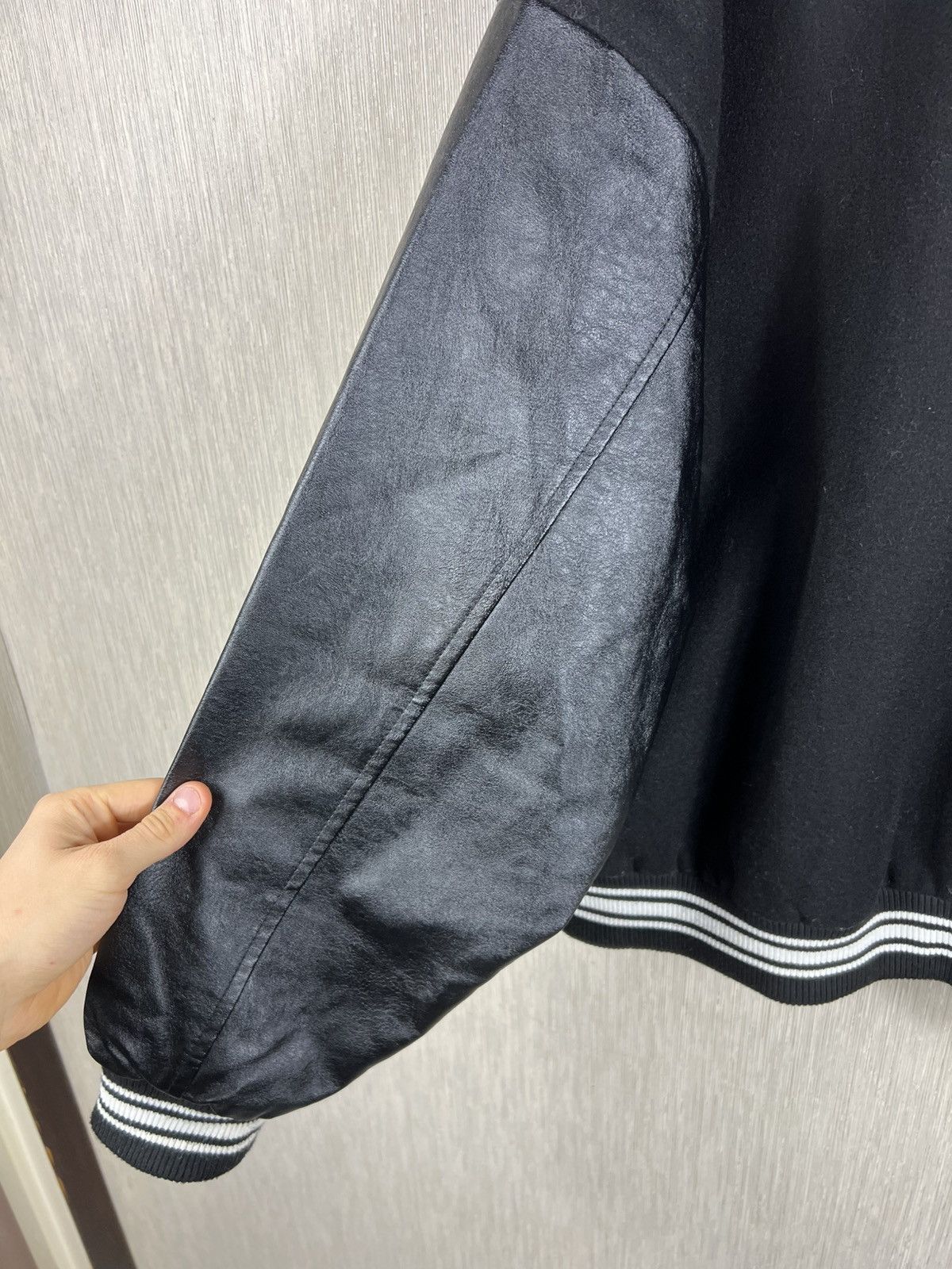 Japanese Brand Made Extreme leather wool varsity jacket kapital bones boxy Size US L / EU 52-54 / 3 - 25 Thumbnail