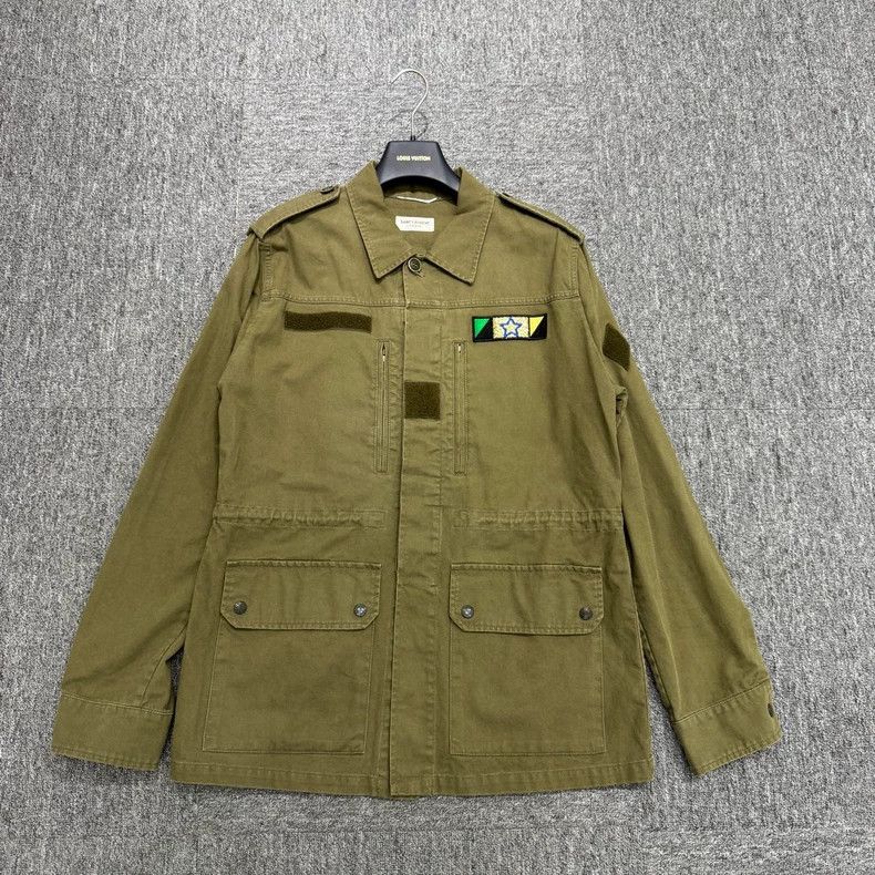 Saint Laurent Paris Saint Laurent Paris Army Green Shark Sequin Jacket 2505-Nex Size US M / EU 48-50 / 2 - 1 Thumbnail